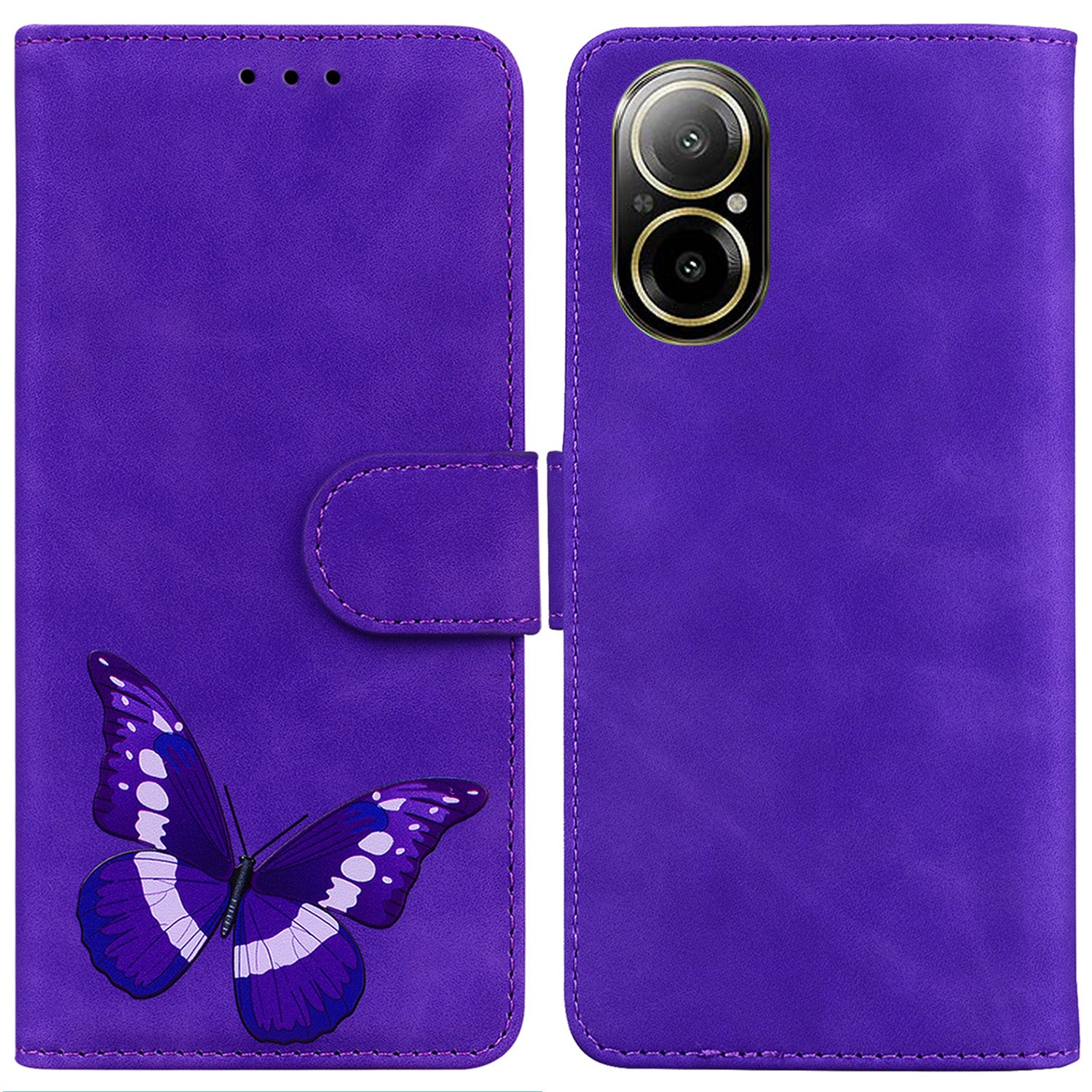 For Realme C67 4G Phone Case Anti-Scratch Butterfly Printing Leather Flip Cover