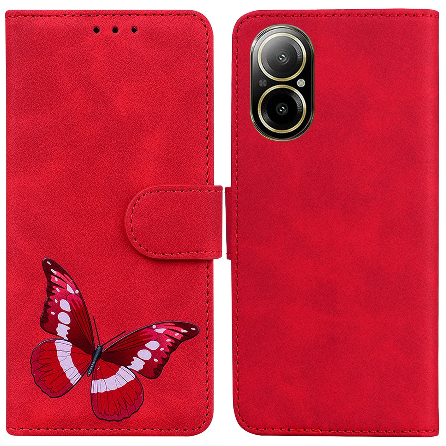 For Realme C67 4G Phone Case Anti-Scratch Butterfly Printing Leather Flip Cover