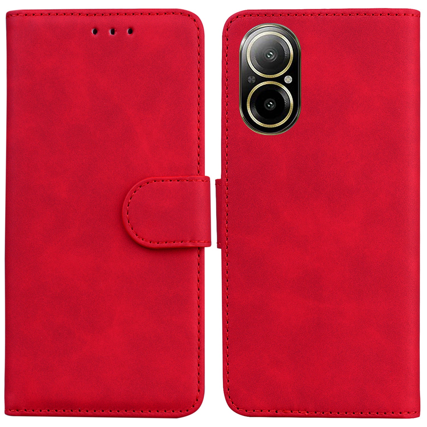 For Realme C67 4G Case Solid Color Leather Folio Wallet Phone Cover