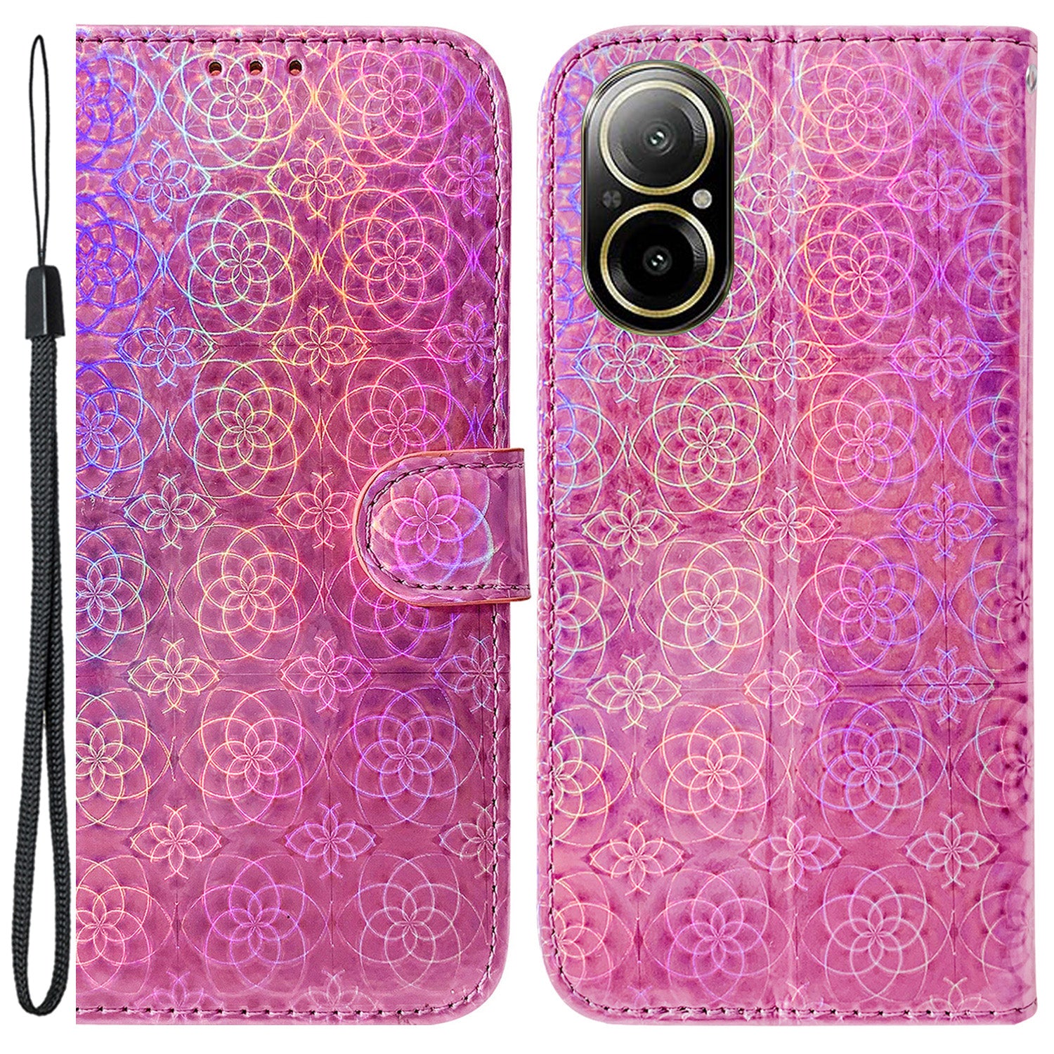 For Realme C67 4G Case PU Leather Dazzling Flower Wallet Style Flip Phone Cover