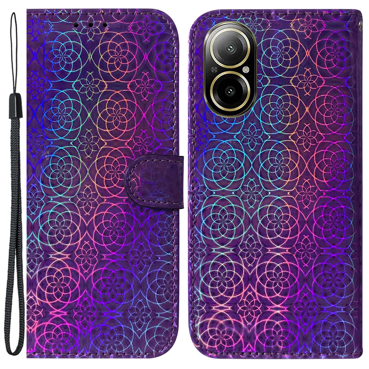 For Realme C67 4G Case PU Leather Dazzling Flower Wallet Style Flip Phone Cover