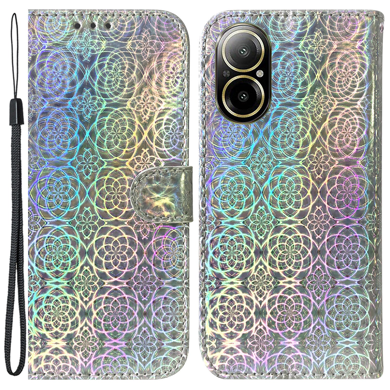 For Realme C67 4G Case PU Leather Dazzling Flower Wallet Style Flip Phone Cover