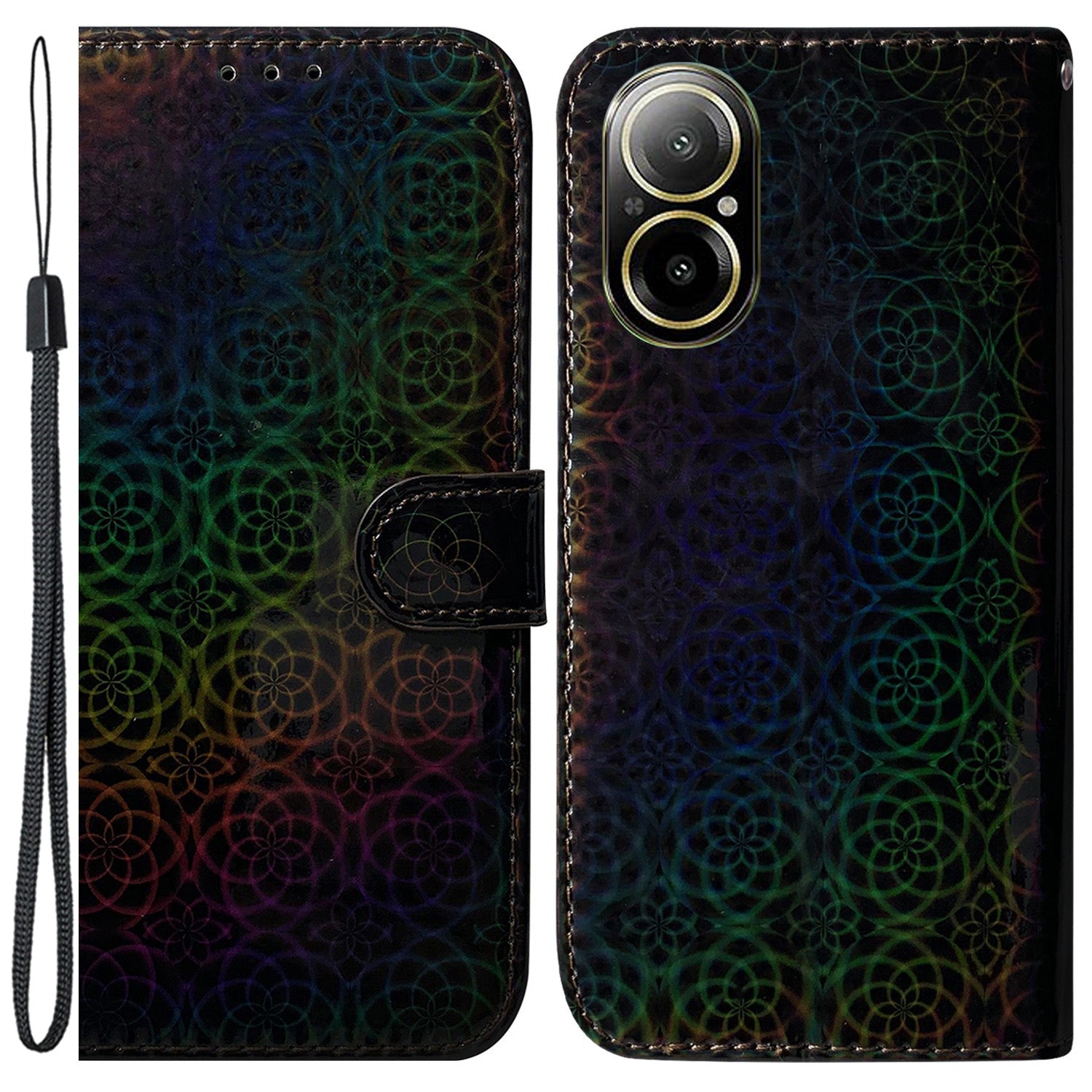 For Realme C67 4G Case PU Leather Dazzling Flower Wallet Style Flip Phone Cover