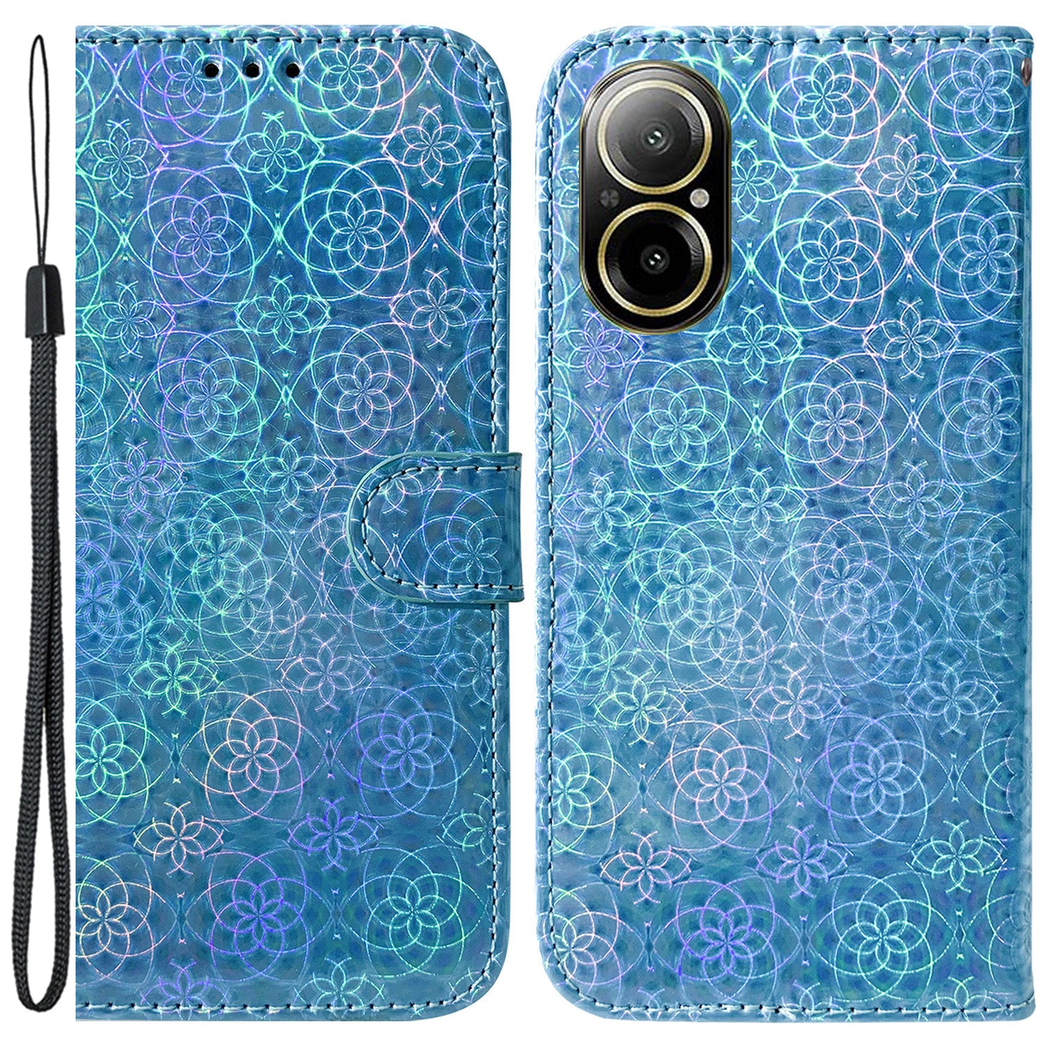 For Realme C67 4G Case PU Leather Dazzling Flower Wallet Style Flip Phone Cover