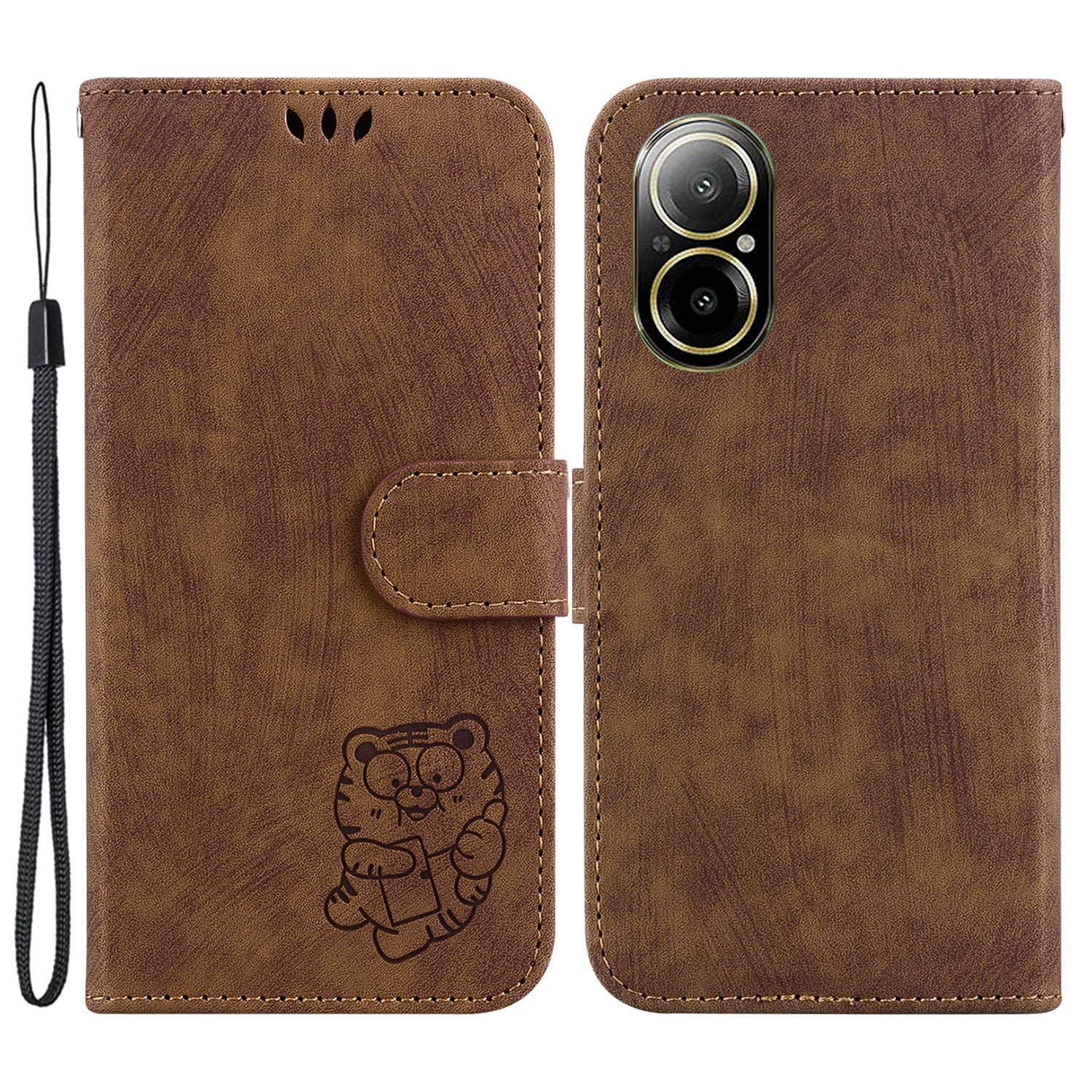 For Realme C67 4G Case Lovely Tiger Imprinted Leather Anti-Scratch Phone Cover