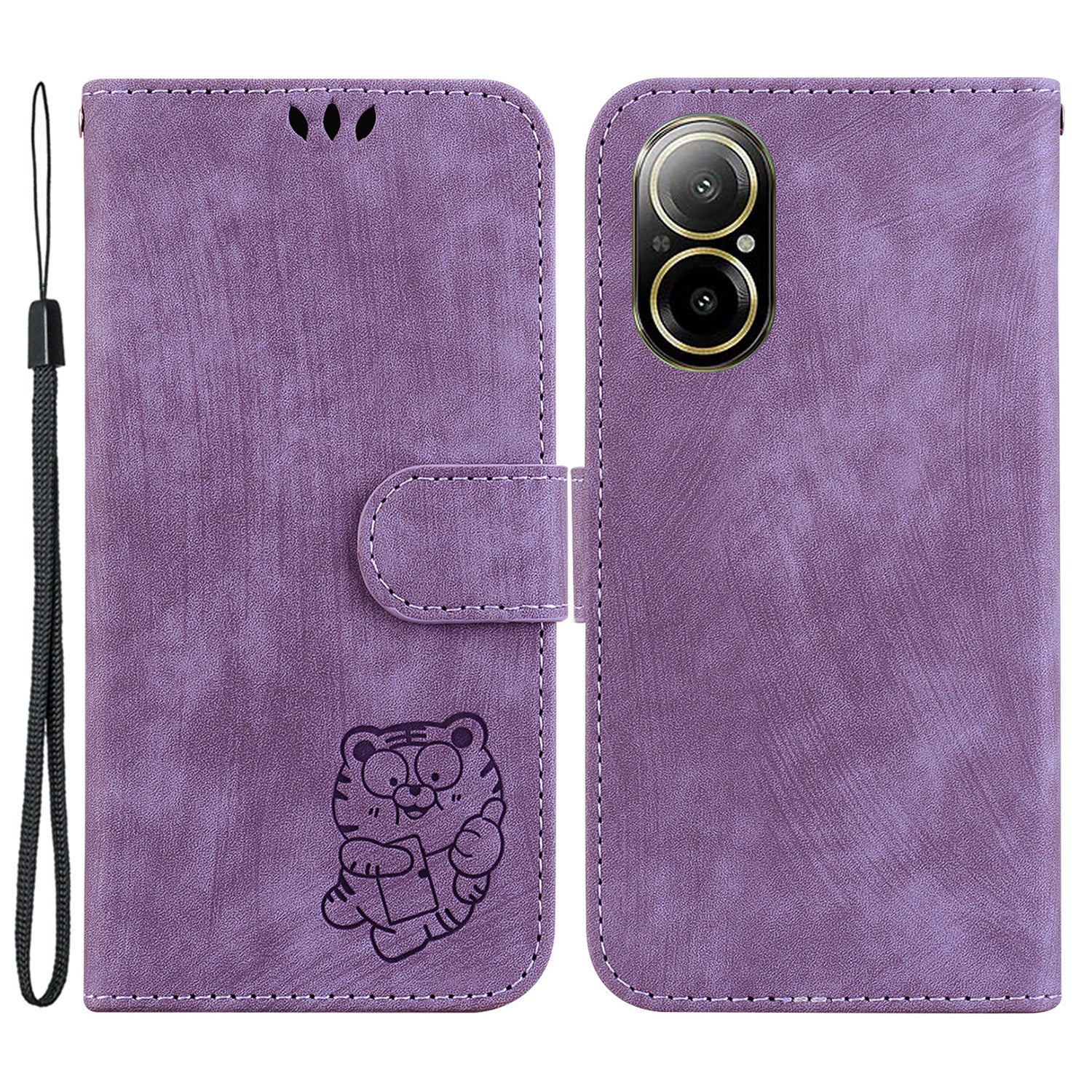 For Realme C67 4G Case Lovely Tiger Imprinted Leather Anti-Scratch Phone Cover