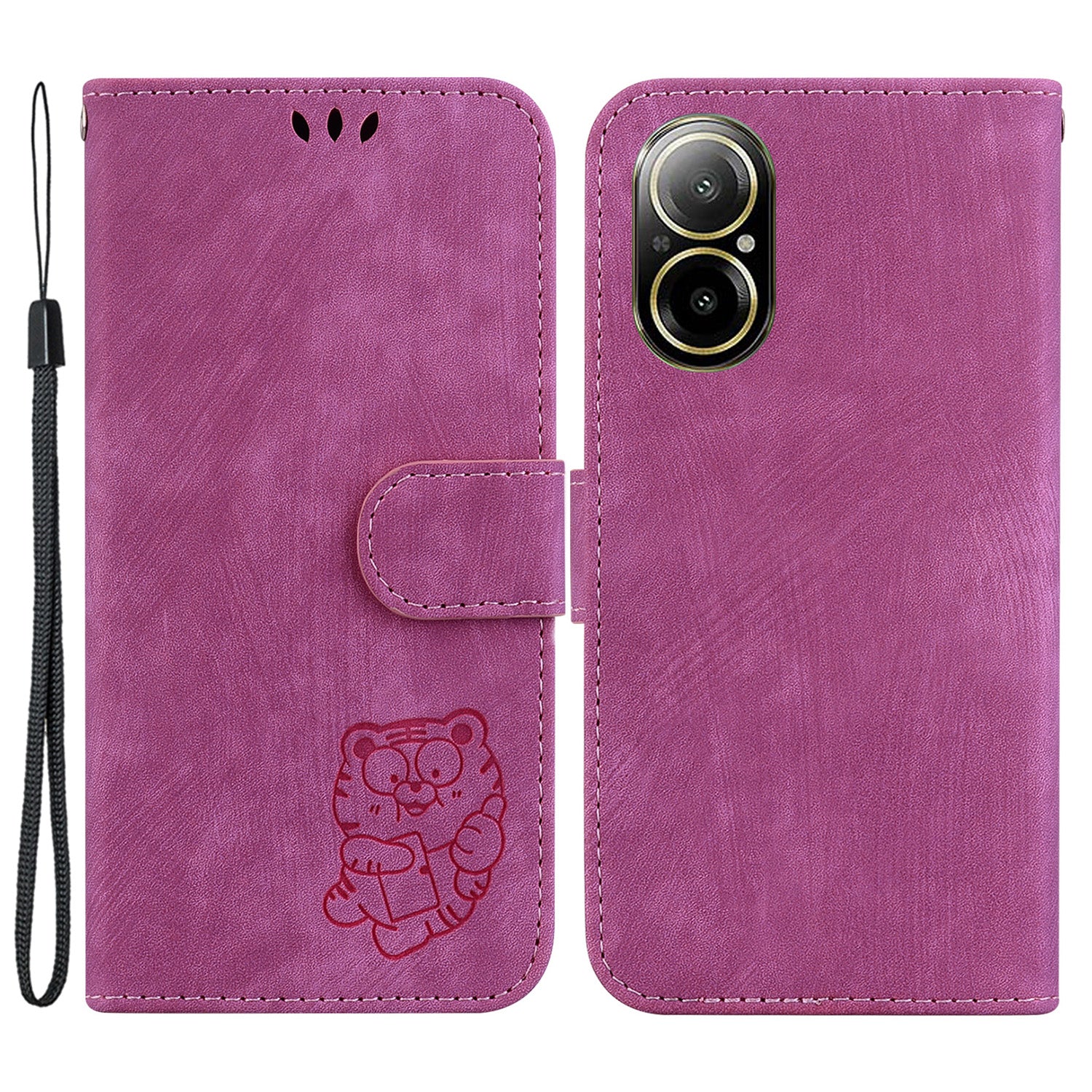 For Realme C67 4G Case Lovely Tiger Imprinted Leather Anti-Scratch Phone Cover