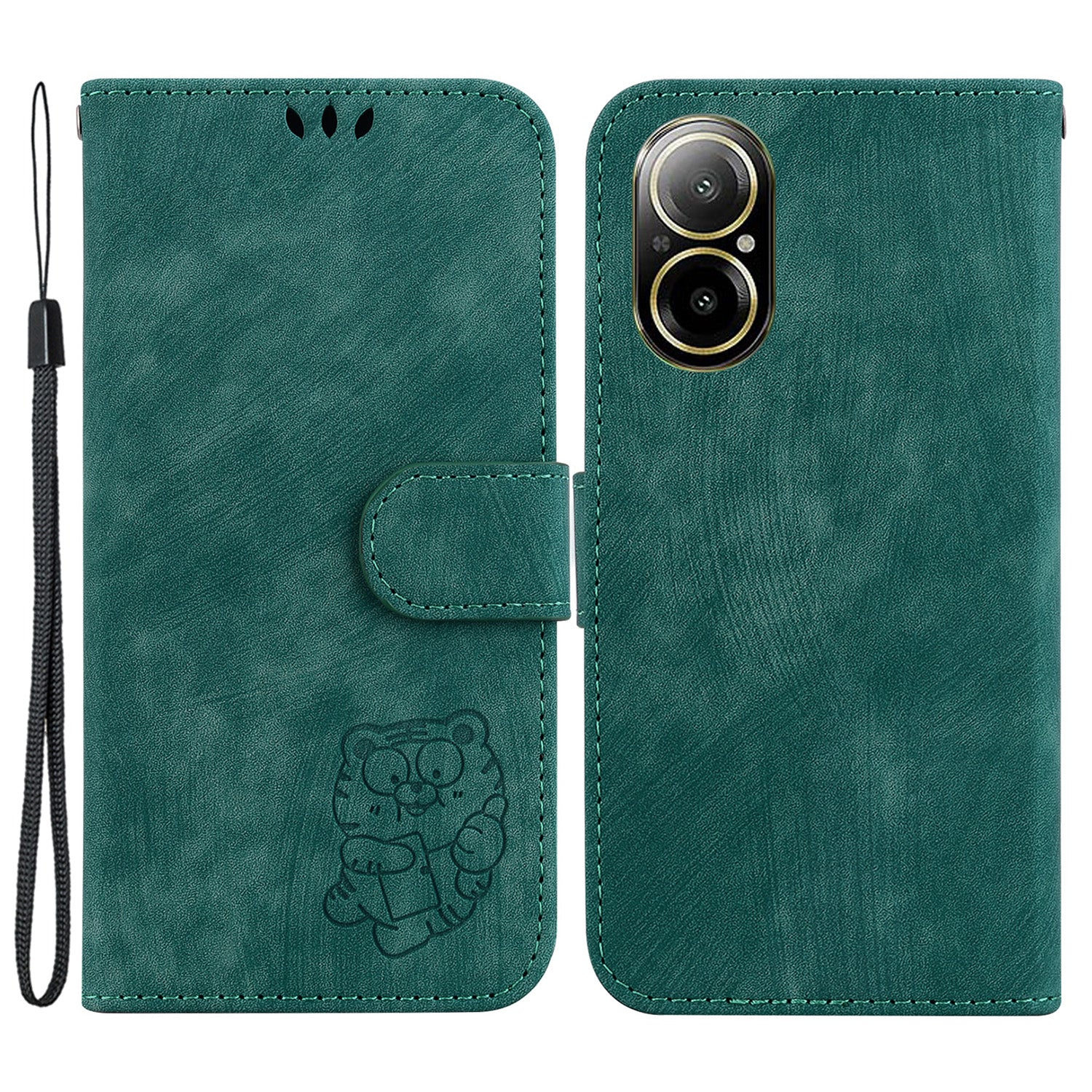 For Realme C67 4G Case Lovely Tiger Imprinted Leather Anti-Scratch Phone Cover