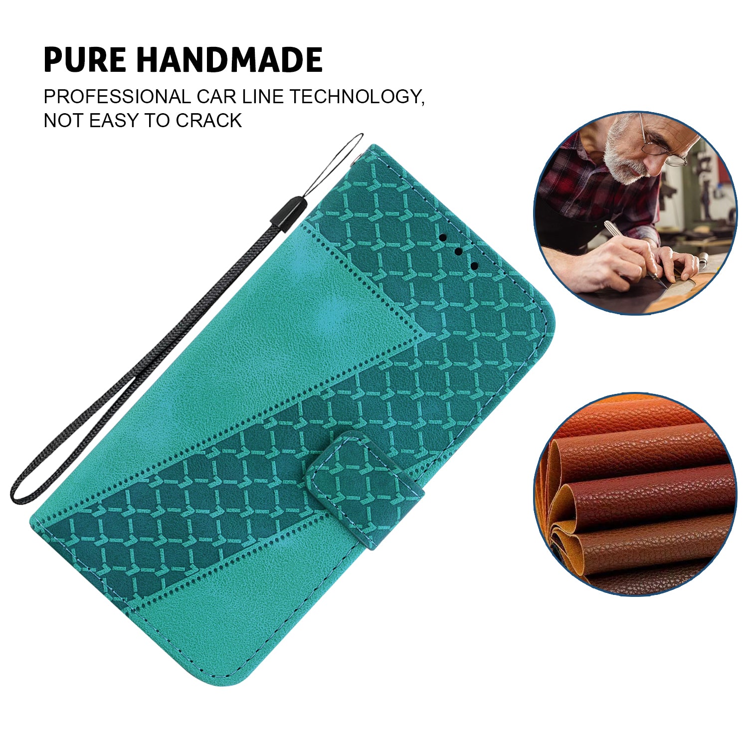 For Motorola Moto G Power (2024) Case PU Leather 7-Shape Pattern Flip Folio Phone Cover