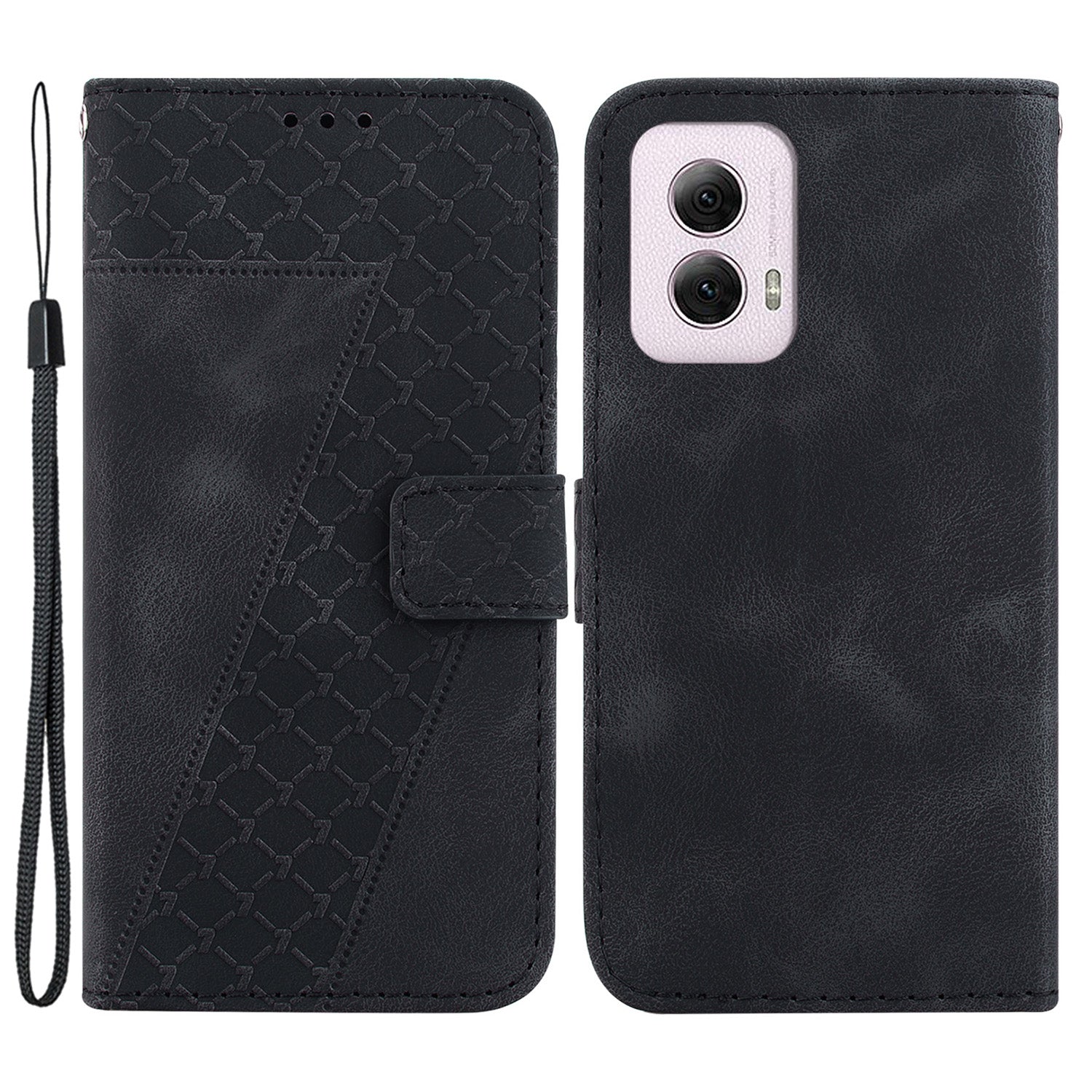 For Motorola Moto G Power (2024) Case PU Leather 7-Shape Pattern Flip Folio Phone Cover