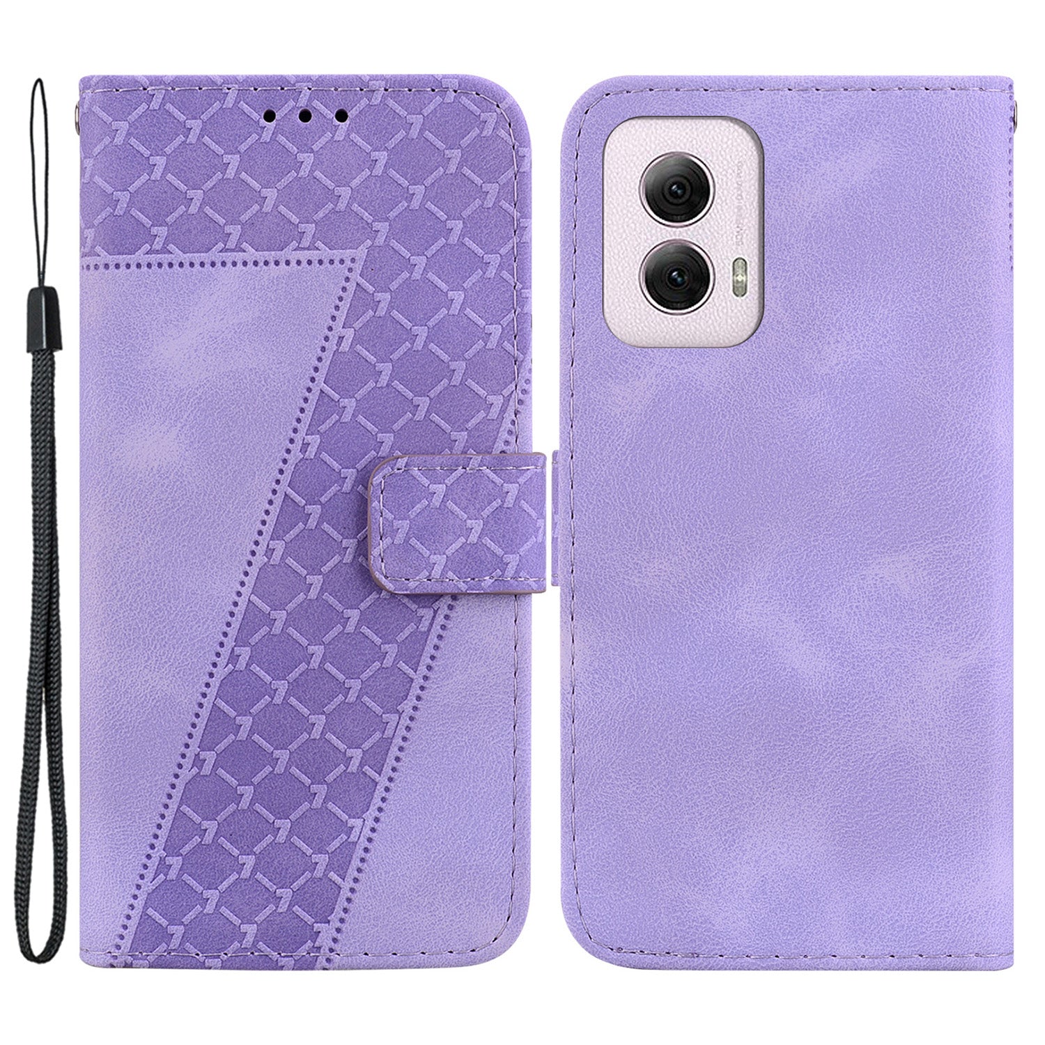 For Motorola Moto G Power (2024) Case PU Leather 7-Shape Pattern Flip Folio Phone Cover