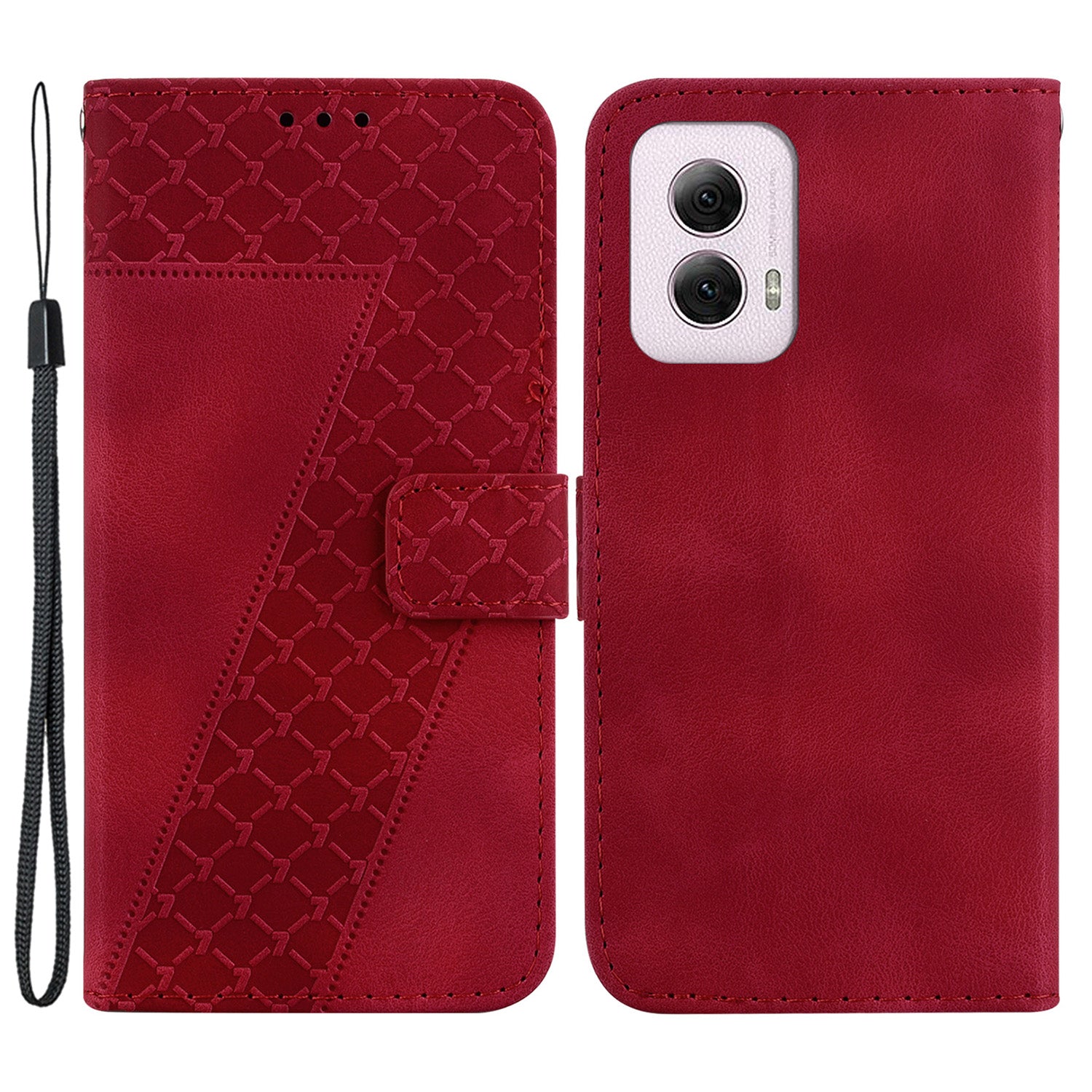 For Motorola Moto G Power (2024) Case PU Leather 7-Shape Pattern Flip Folio Phone Cover