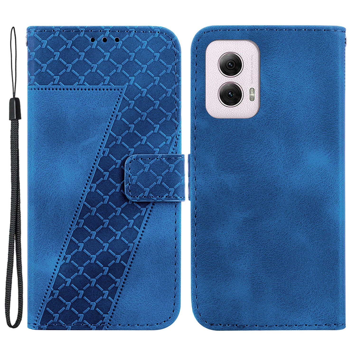 For Motorola Moto G Power (2024) Case PU Leather 7-Shape Pattern Flip Folio Phone Cover
