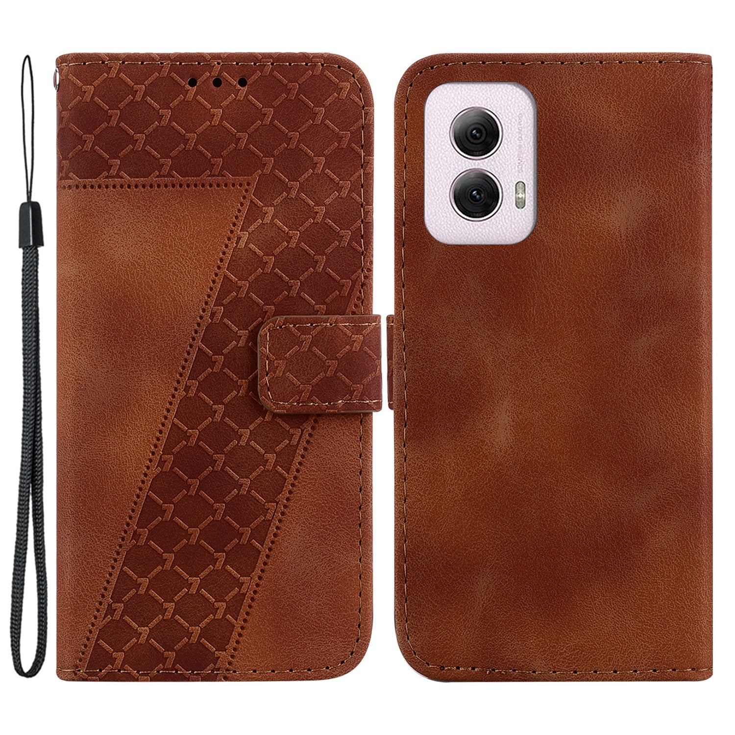 For Motorola Moto G Power (2024) Case PU Leather 7-Shape Pattern Flip Folio Phone Cover