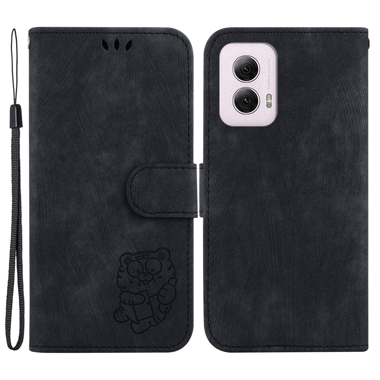For Motorola Moto G Power (2024) Case Lovely Tiger Imprinted Leather Flip Phone Cover