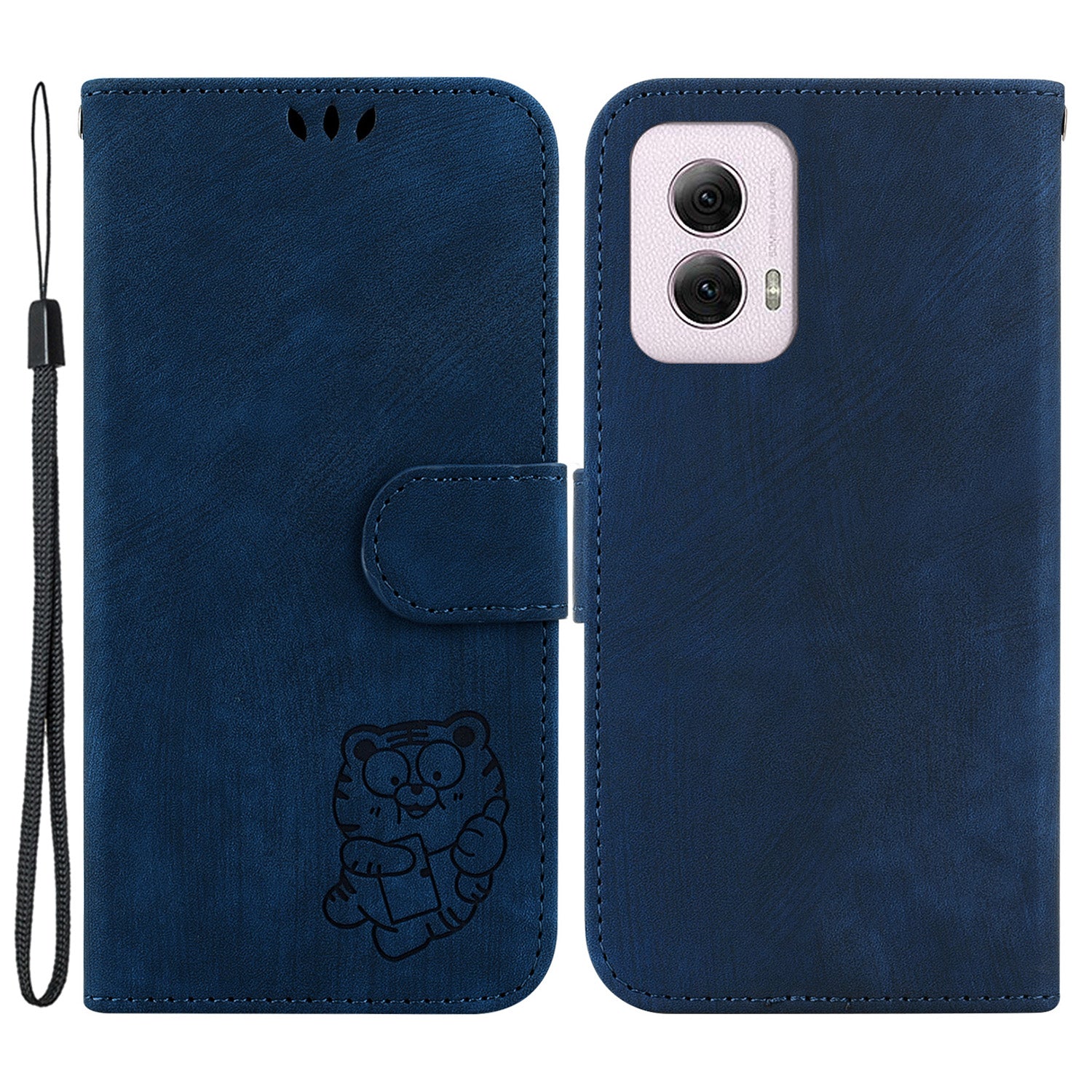 For Motorola Moto G Power (2024) Case Lovely Tiger Imprinted Leather Flip Phone Cover