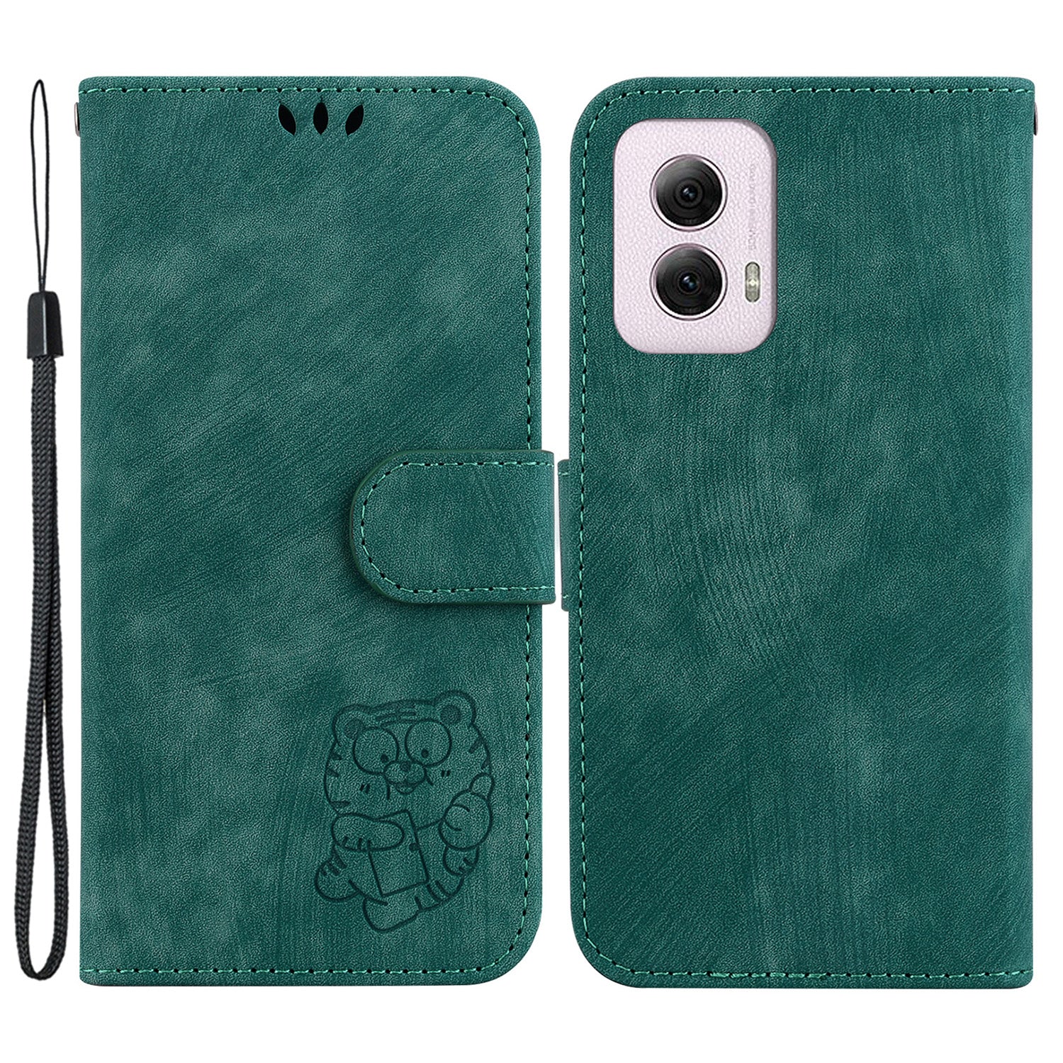 For Motorola Moto G Power (2024) Case Lovely Tiger Imprinted Leather Flip Phone Cover