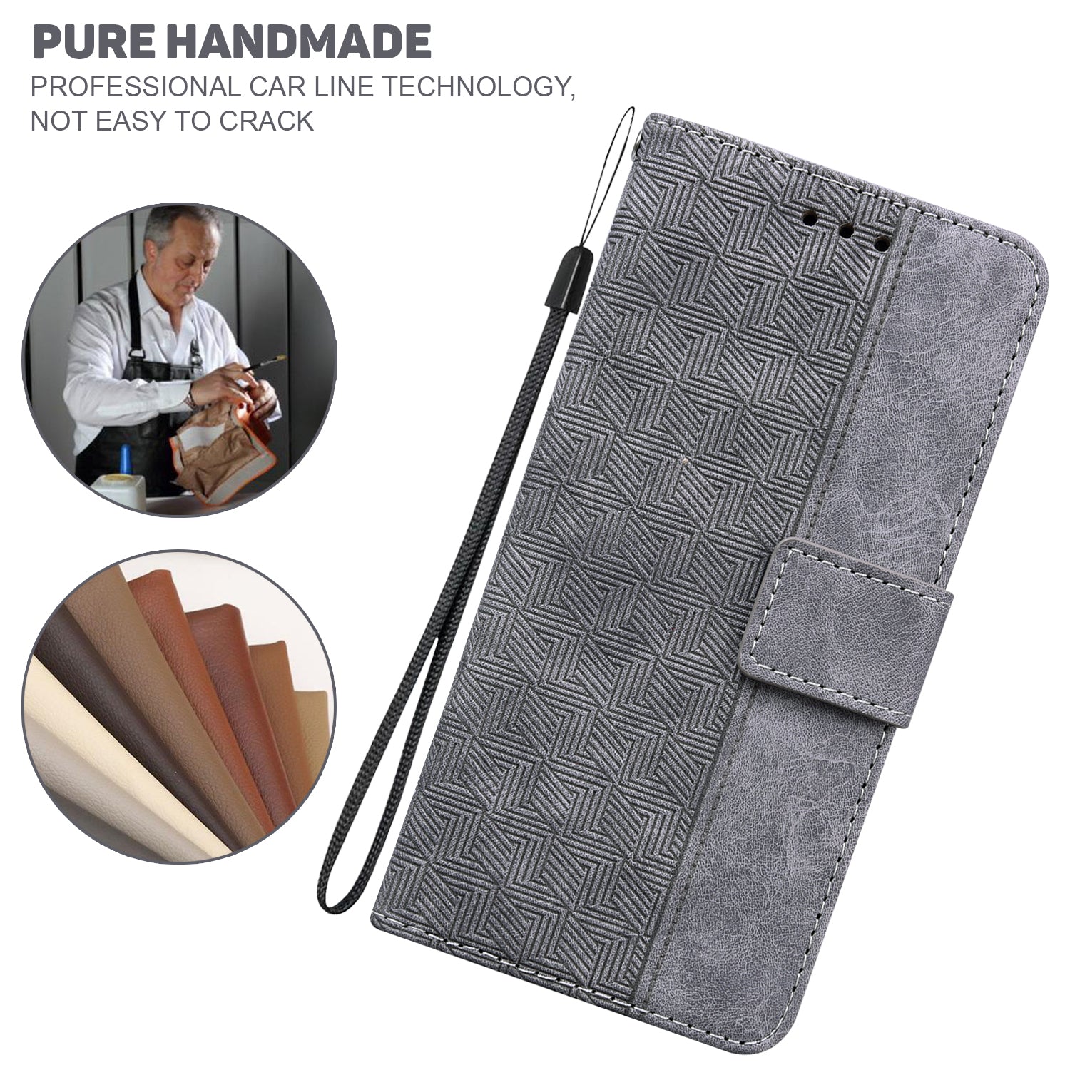For Motorola Moto G Power (2024) Case 3D Geometry Leather Wallet Phone Cover with Strap
