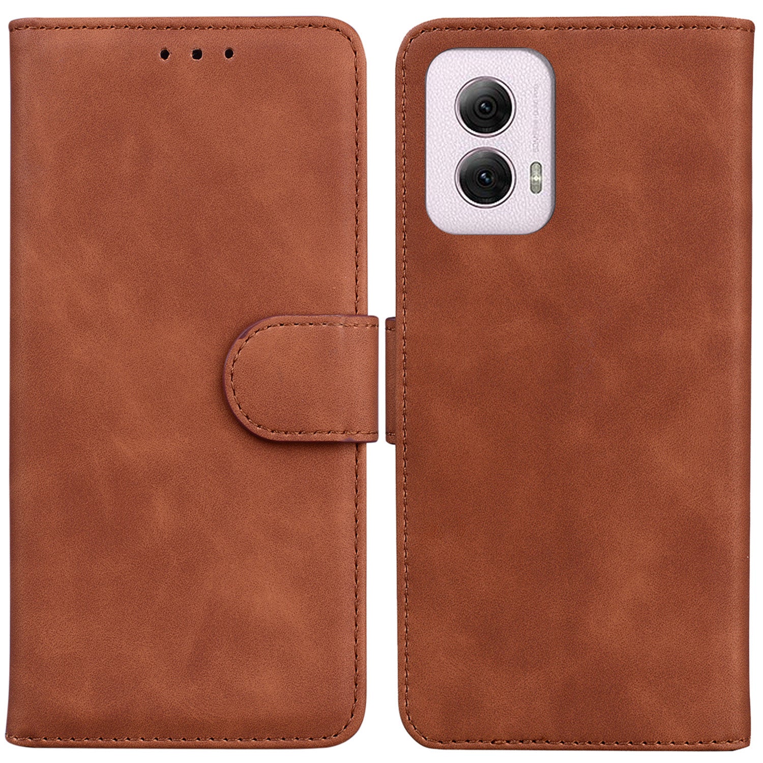 For Motorola Moto G Power (2024) Case Card Holder Stand Solid Color Leather Phone Cover