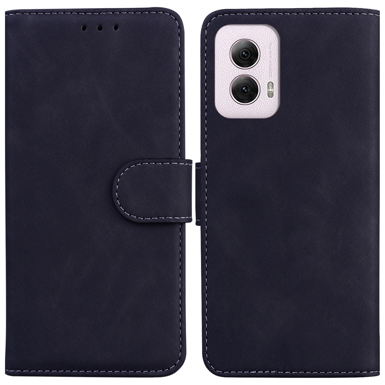 For Motorola Moto G Power (2024) Case Card Holder Stand Solid Color Leather Phone Cover