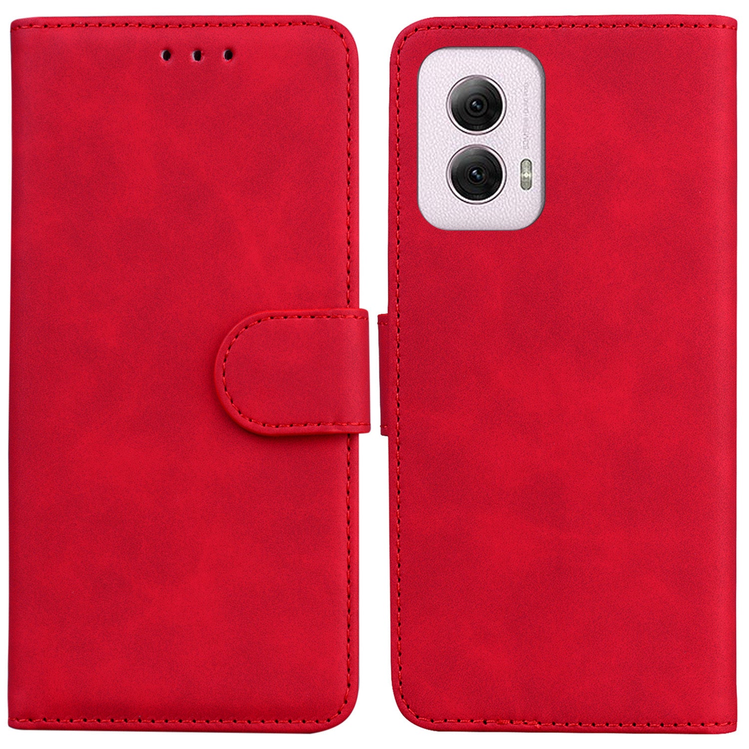 For Motorola Moto G Power (2024) Case Card Holder Stand Solid Color Leather Phone Cover