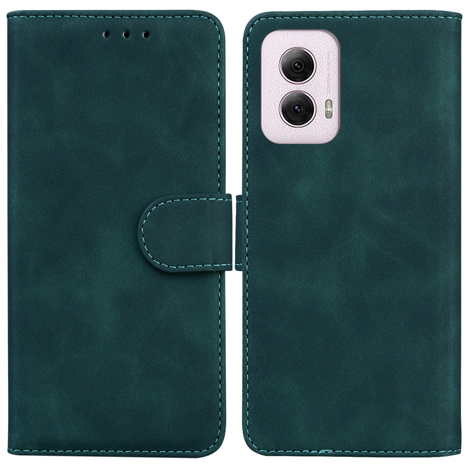 For Motorola Moto G Power (2024) Case Card Holder Stand Solid Color Leather Phone Cover
