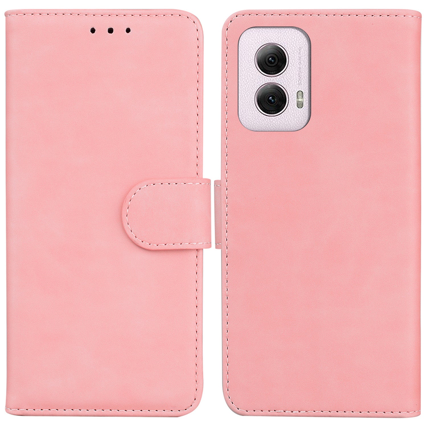For Motorola Moto G Power (2024) Case Card Holder Stand Solid Color Leather Phone Cover