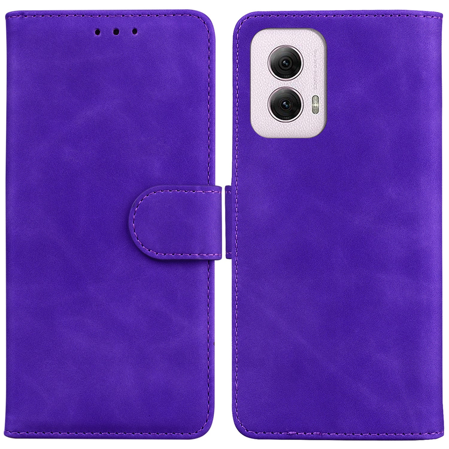 For Motorola Moto G Power (2024) Case Card Holder Stand Solid Color Leather Phone Cover