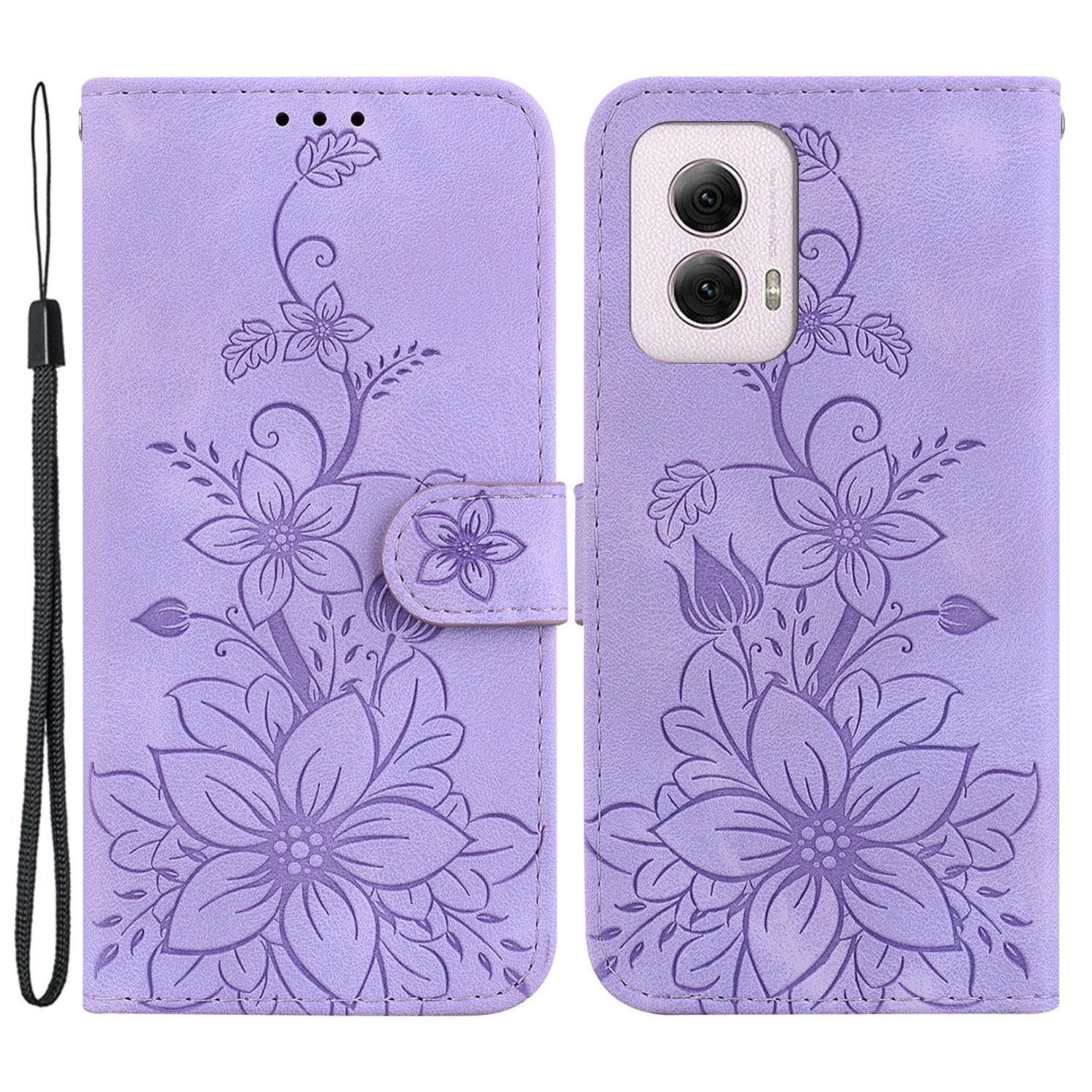 For Motorola Moto G Power (2024) Case Flower Imprint Leather Cell Phone Cover