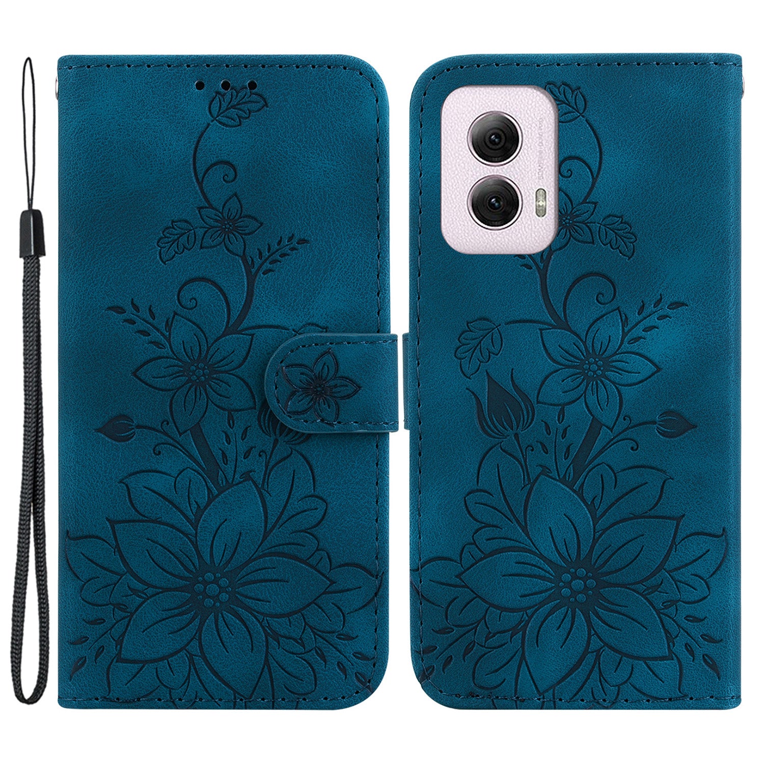 For Motorola Moto G Power (2024) Case Flower Imprint Leather Cell Phone Cover