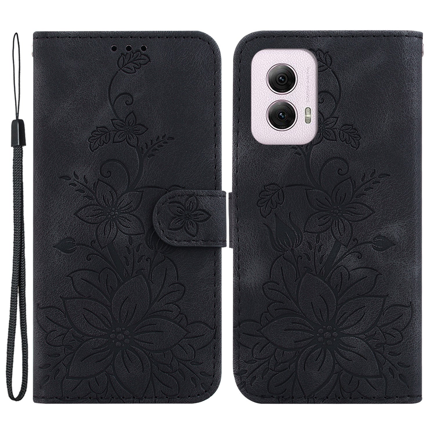 For Motorola Moto G Power (2024) Case Flower Imprint Leather Cell Phone Cover