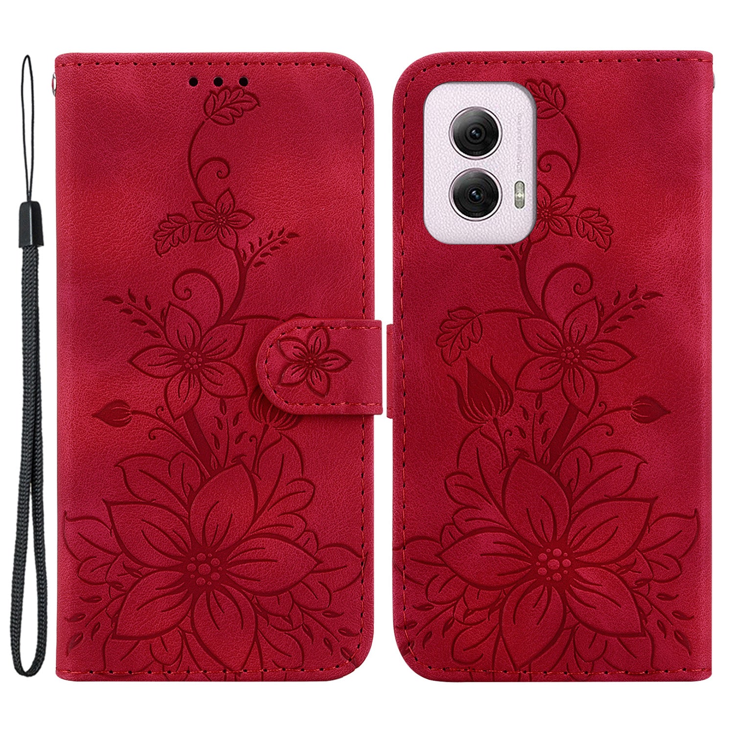 For Motorola Moto G Power (2024) Case Flower Imprint Leather Cell Phone Cover