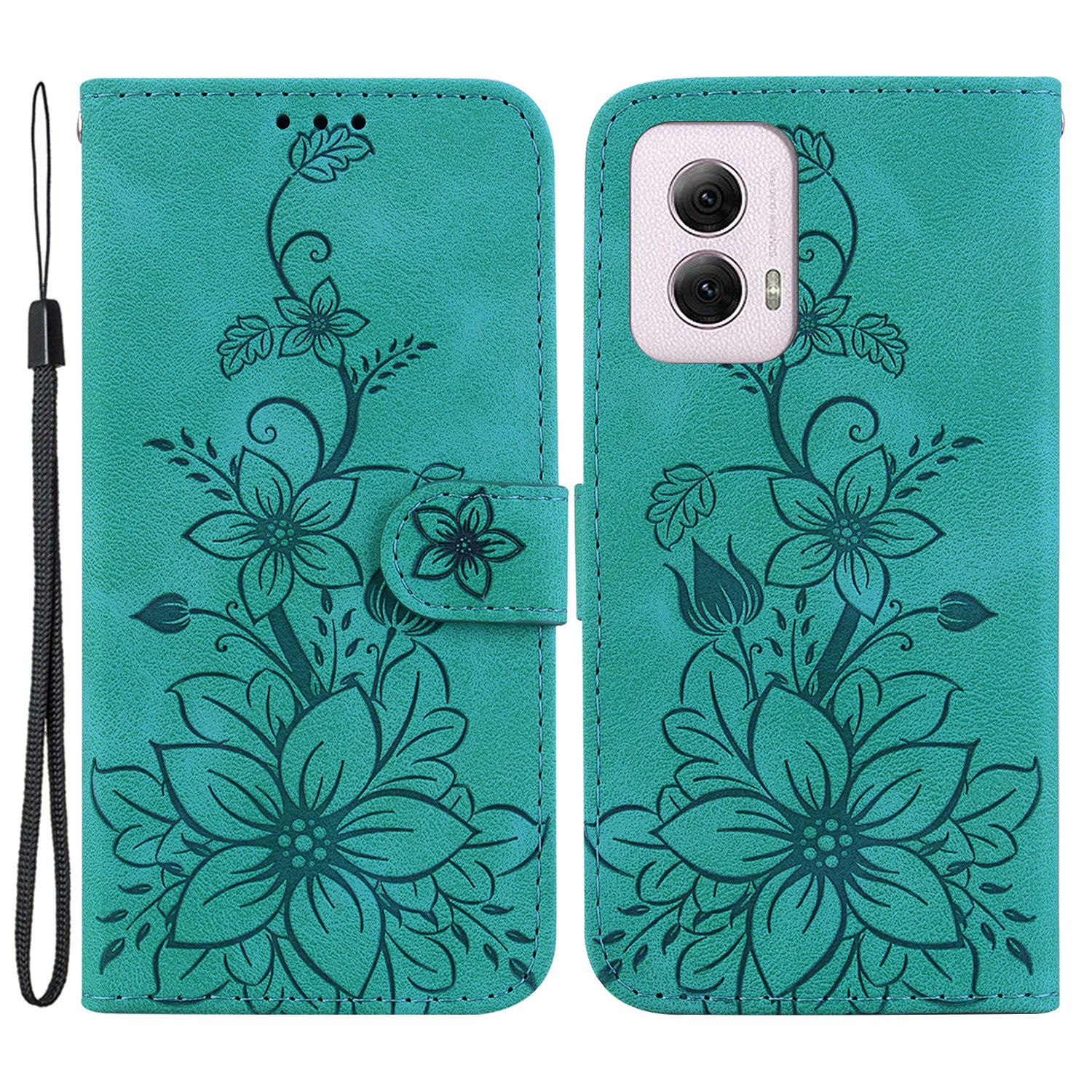 For Motorola Moto G Power (2024) Case Flower Imprint Leather Cell Phone Cover