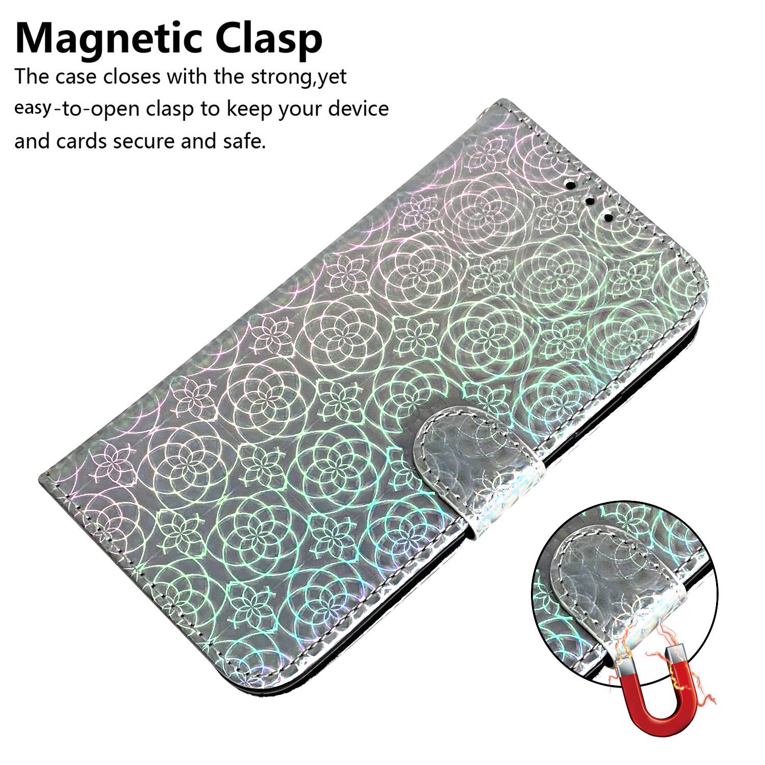 For Motorola Moto G Power (2024) Case with Card Slots Wrist Strap PU Leather Dazzling Flower Phone Cover