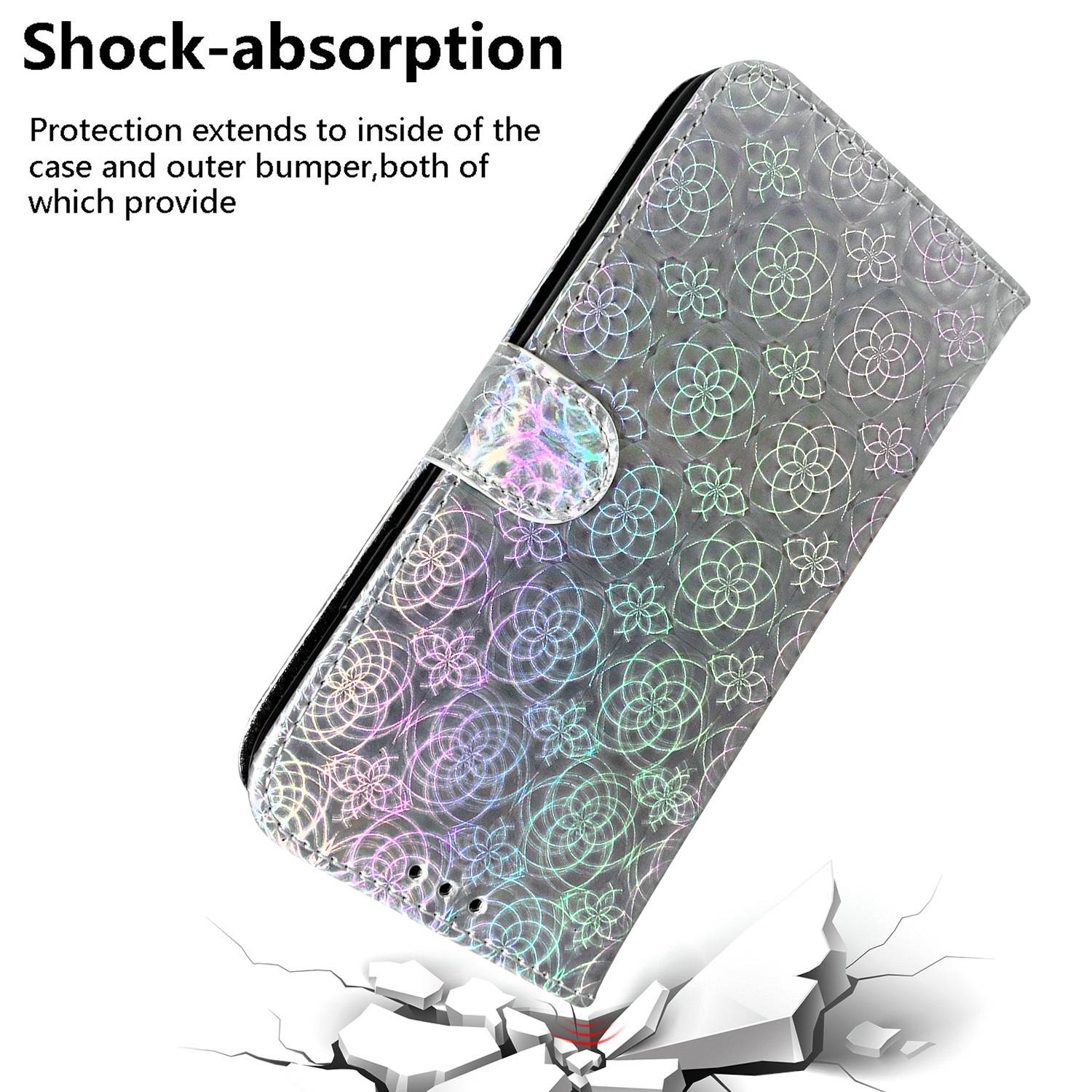 For Motorola Moto G Power (2024) Case with Card Slots Wrist Strap PU Leather Dazzling Flower Phone Cover