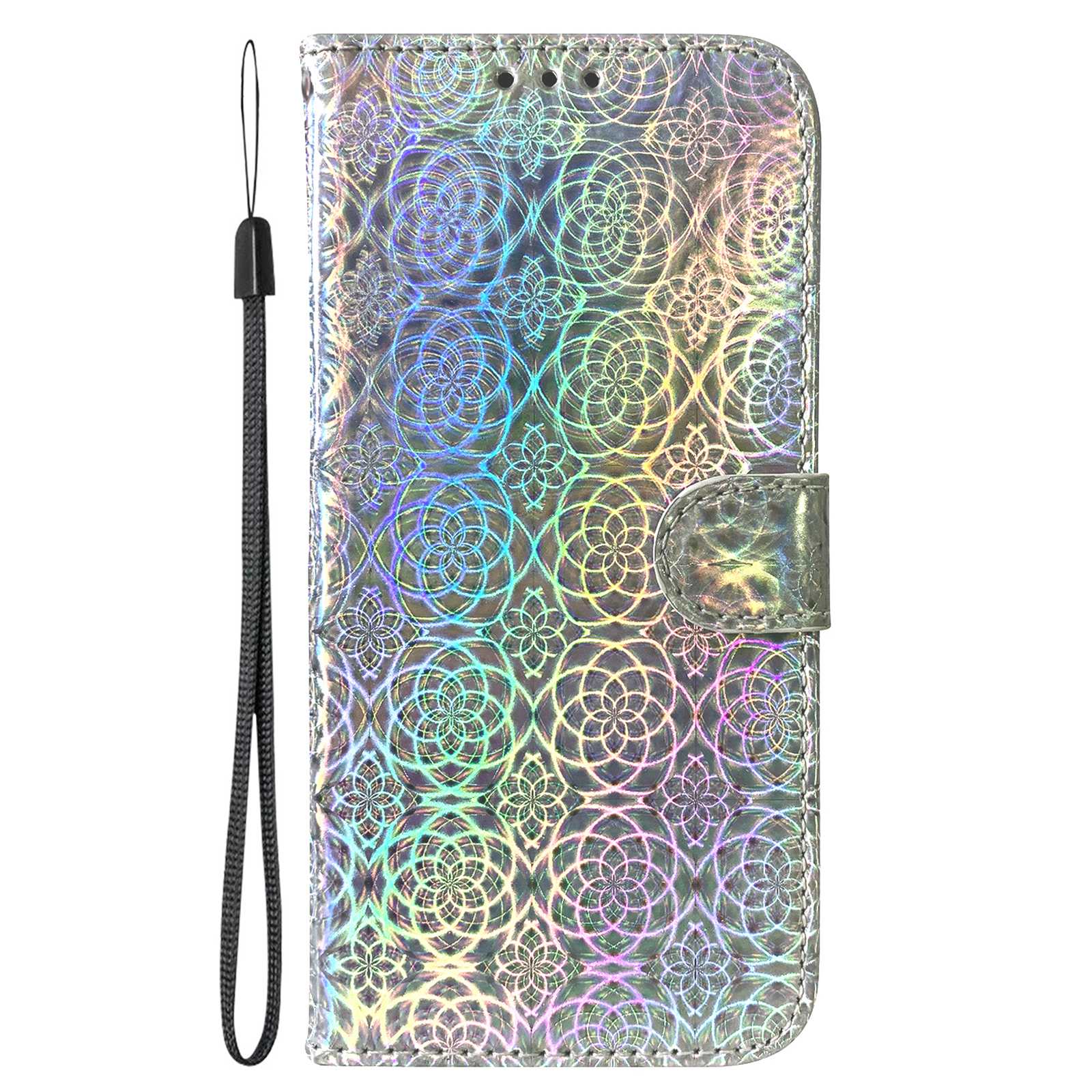 For Motorola Moto G Power (2024) Case with Card Slots Wrist Strap PU Leather Dazzling Flower Phone Cover