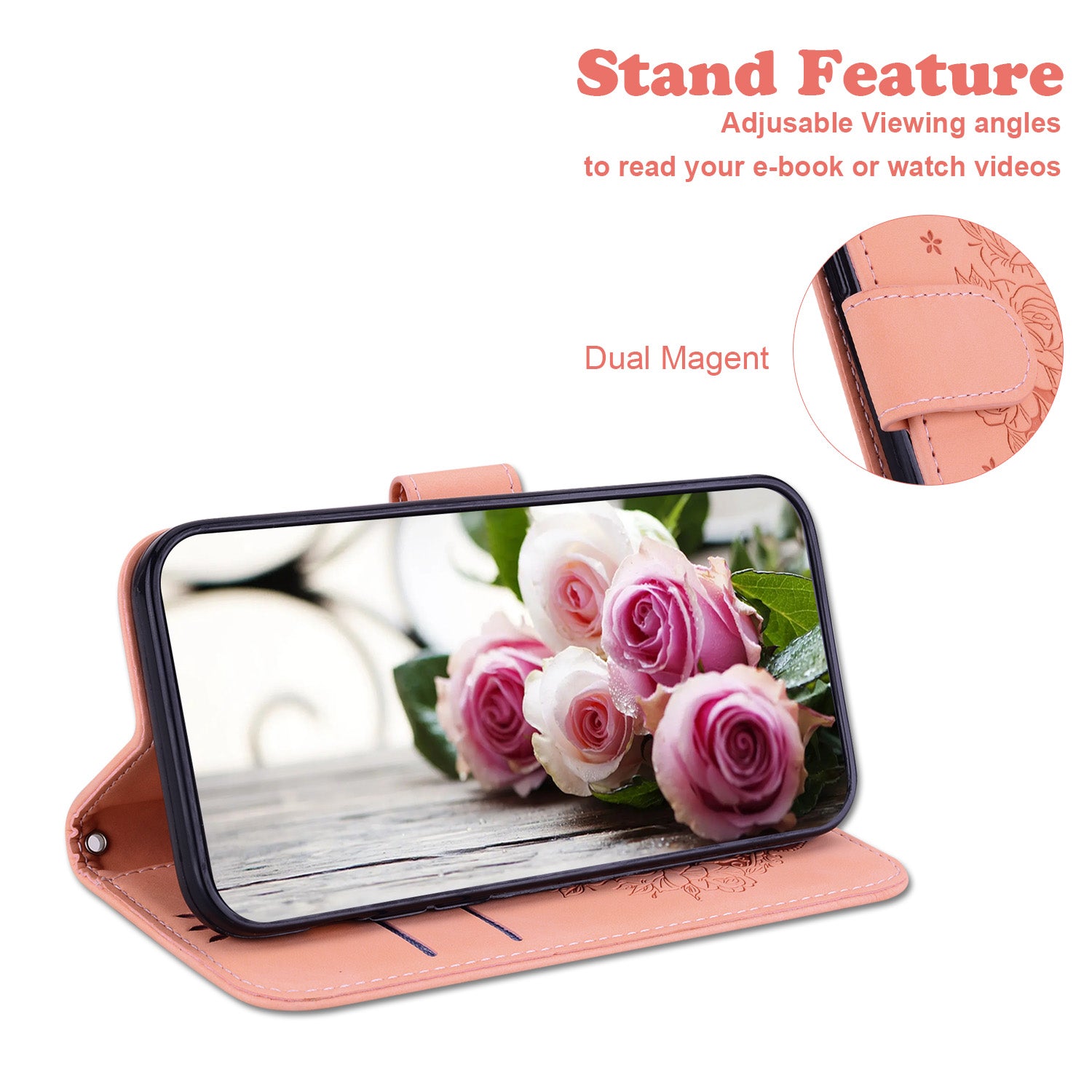 For Motorola Moto G Power (2024) Case Flower Pattern Stand PU Leather Phone Cover