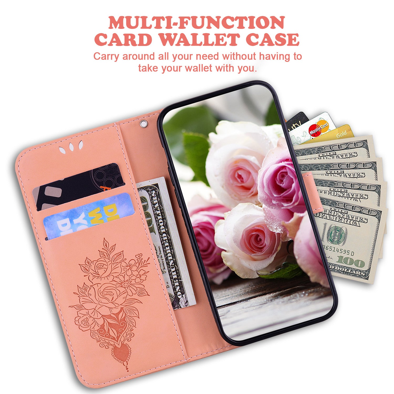For Motorola Moto G Power (2024) Case Flower Pattern Stand PU Leather Phone Cover