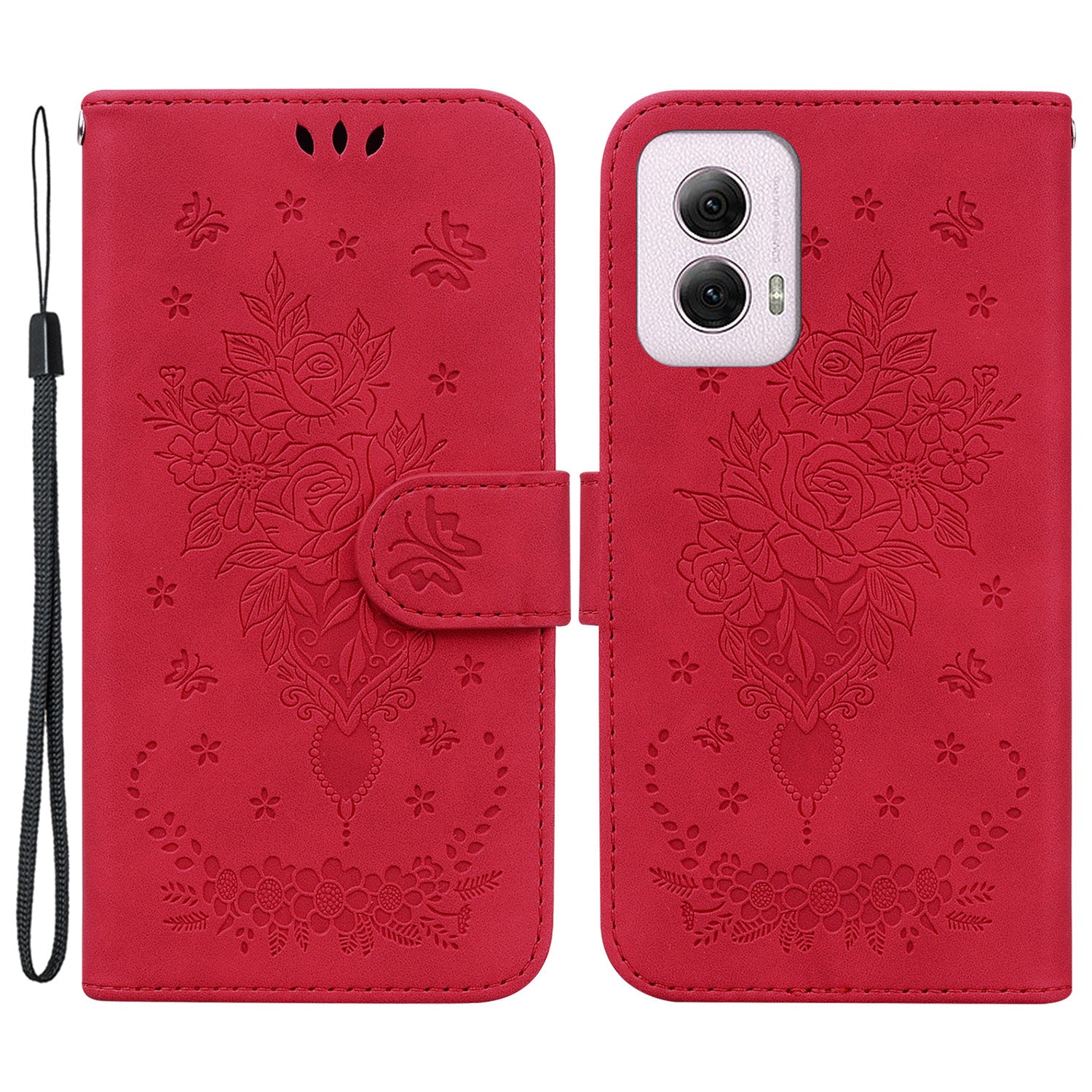 For Motorola Moto G Power (2024) Case Flower Pattern Stand PU Leather Phone Cover