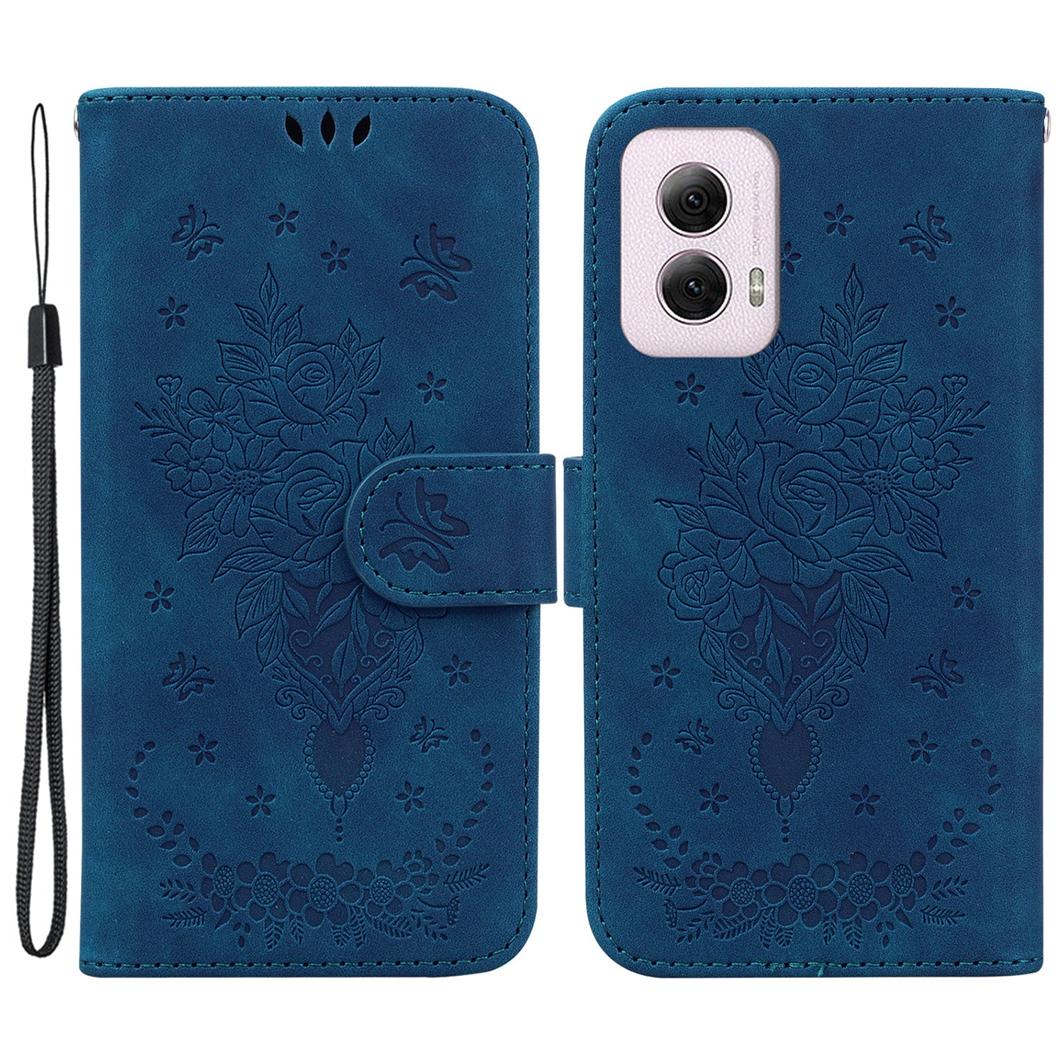 For Motorola Moto G Power (2024) Case Flower Pattern Stand PU Leather Phone Cover