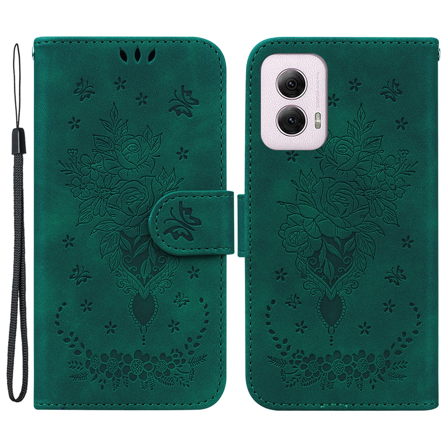 For Motorola Moto G Power (2024) Case Flower Pattern Stand PU Leather Phone Cover