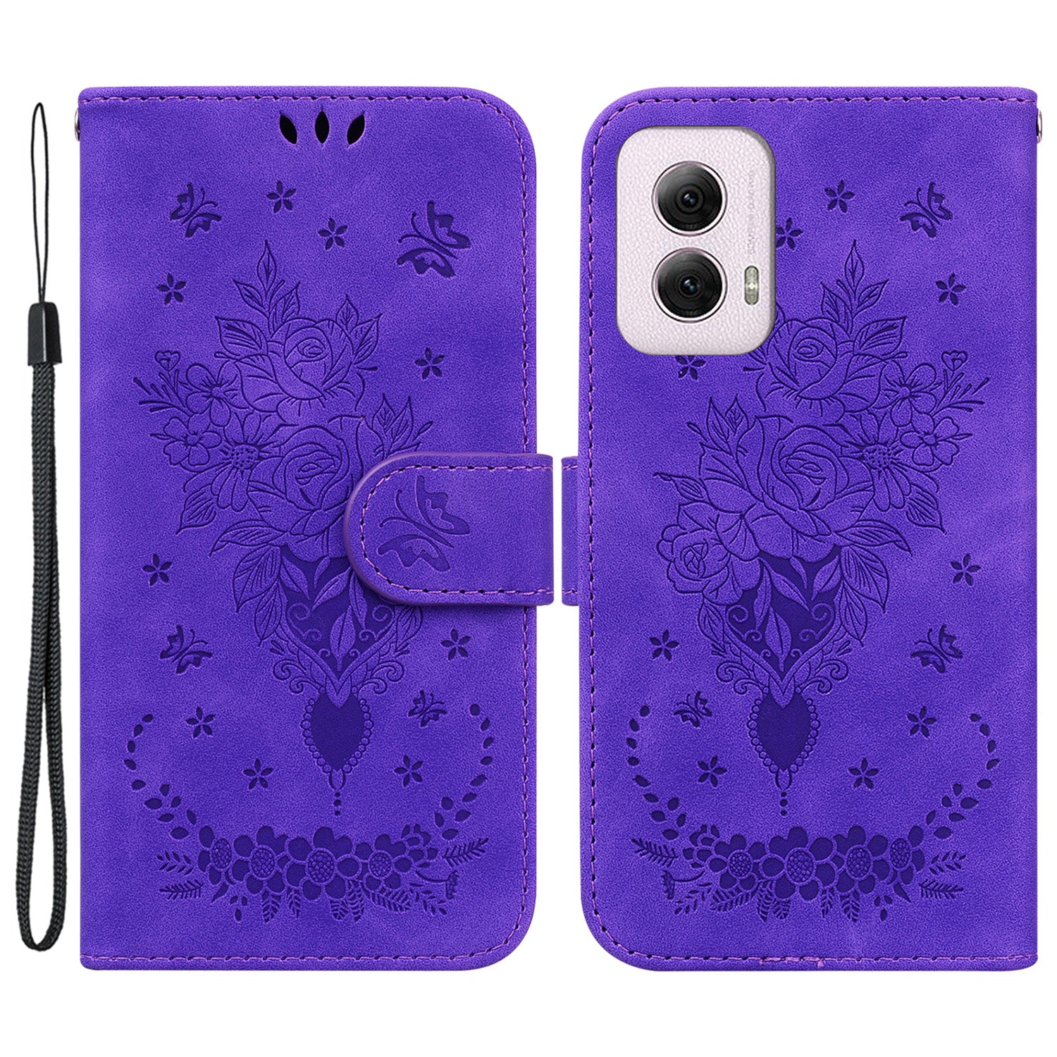 For Motorola Moto G Power (2024) Case Flower Pattern Stand PU Leather Phone Cover