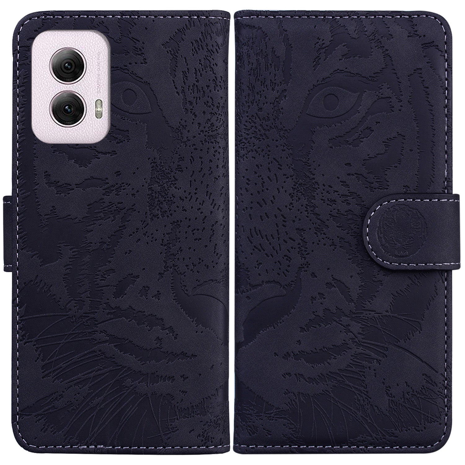 For Motorola Moto G Power (2024) Case Wallet Tiger Pattern Folding Stand Leather Phone Cover