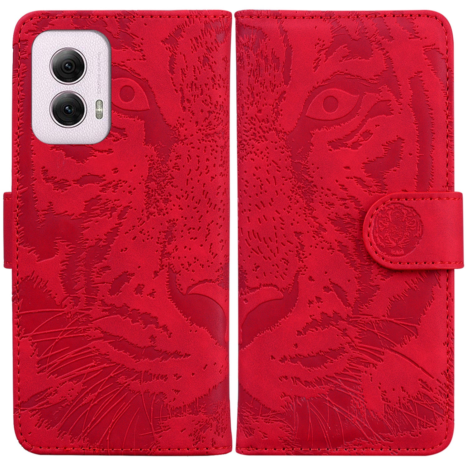 For Motorola Moto G Power (2024) Case Wallet Tiger Pattern Folding Stand Leather Phone Cover