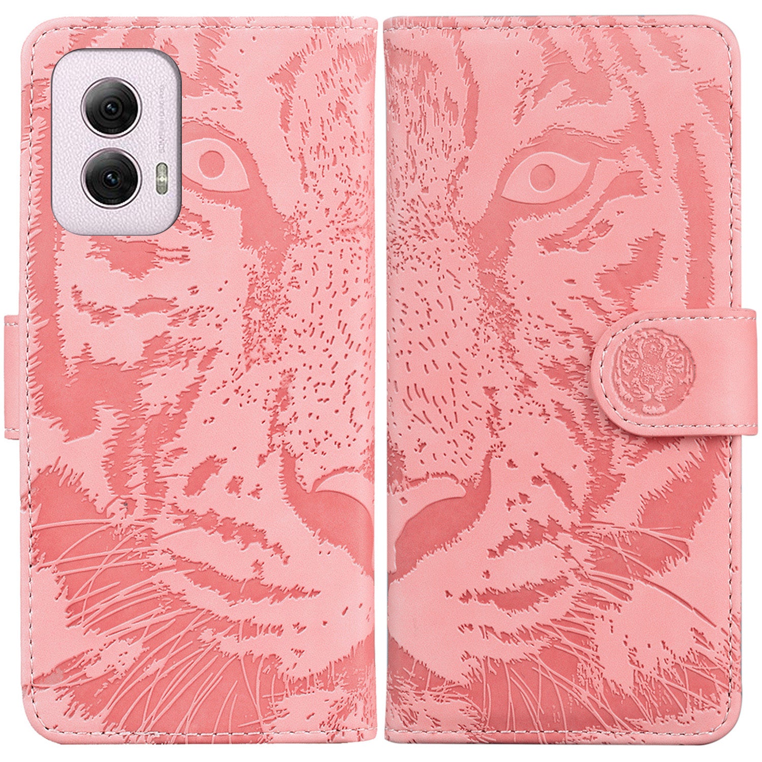 For Motorola Moto G Power (2024) Case Wallet Tiger Pattern Folding Stand Leather Phone Cover