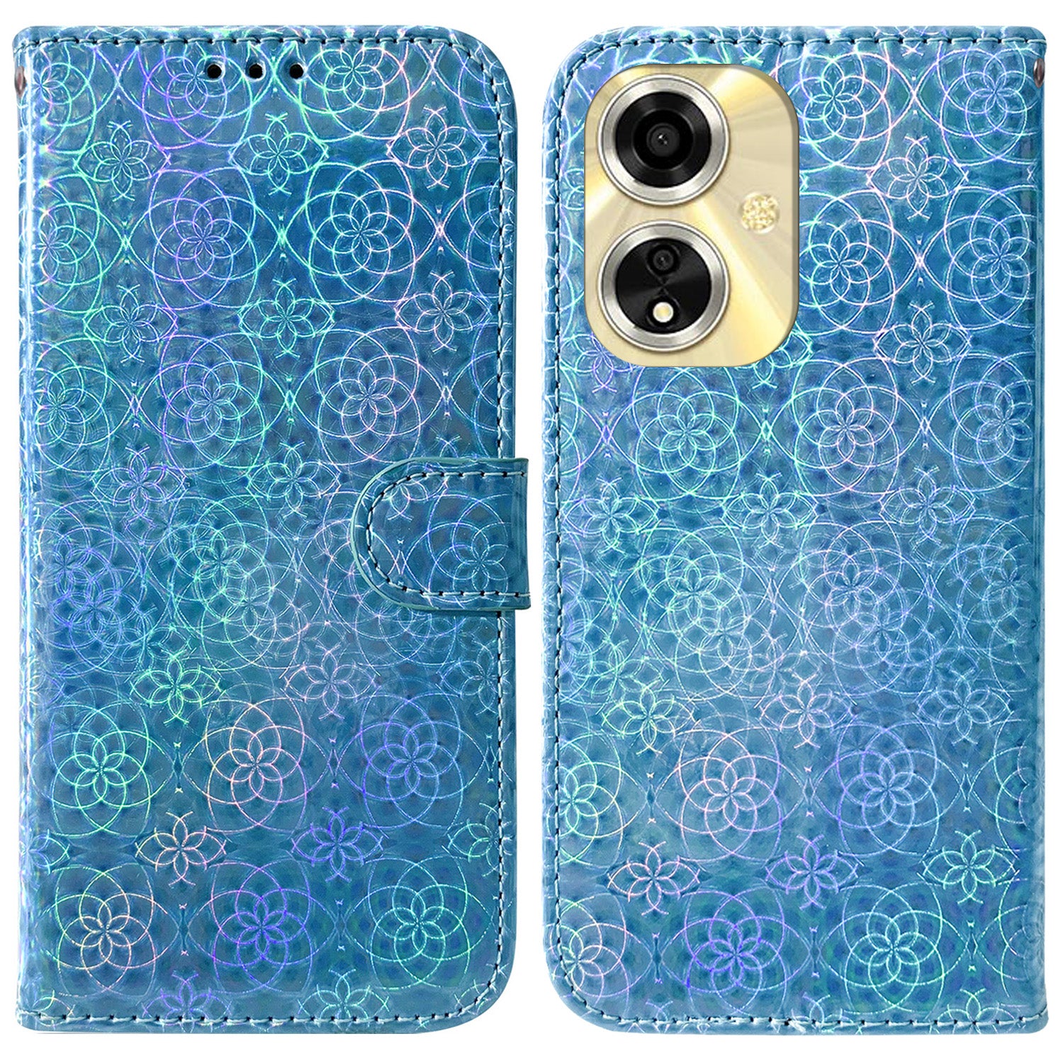 For Oppo A59 5G / A2m 5G Case Dazzling Flower PU Leather Folio Flip Wallet Phone Cover
