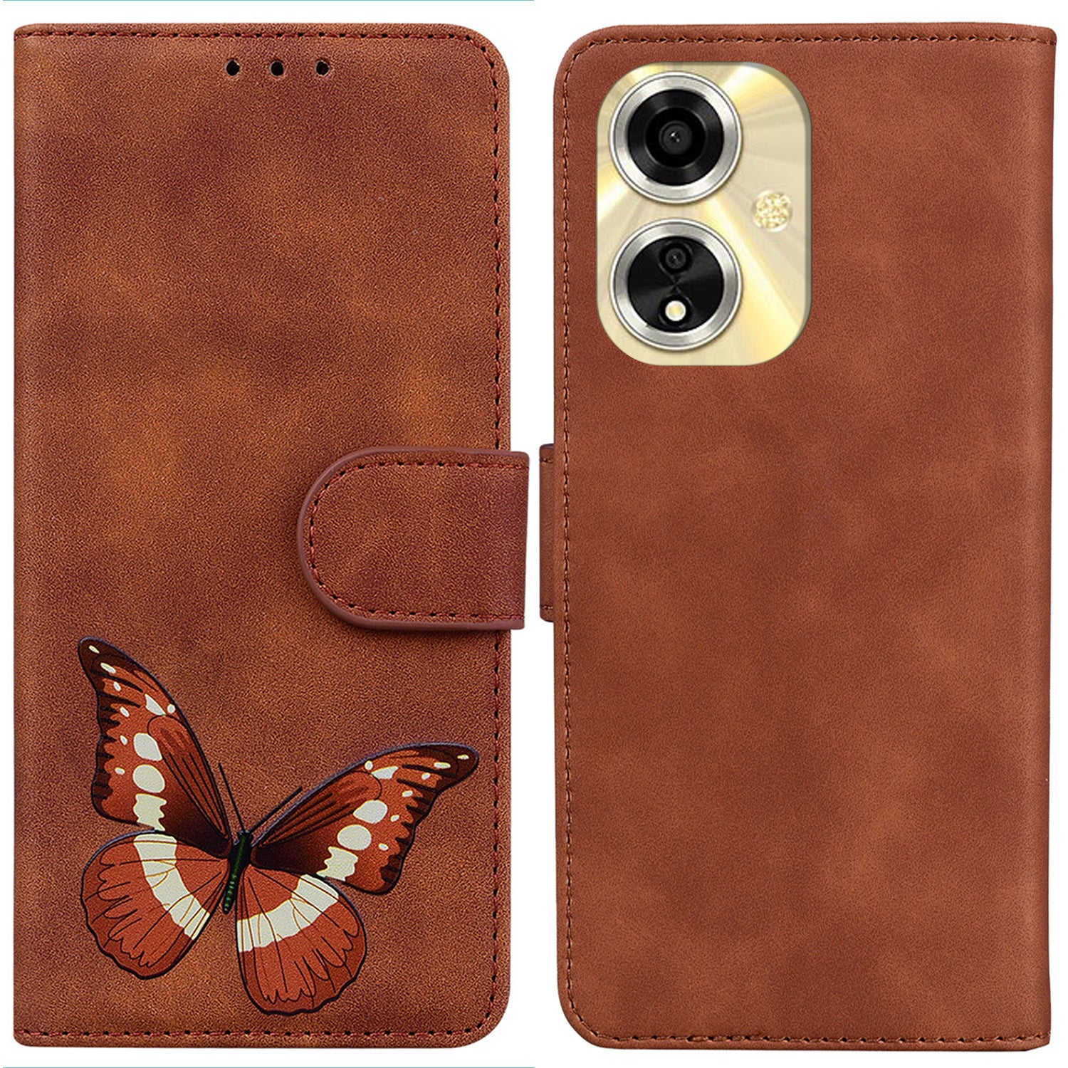 For Oppo A59 5G / A2m 5G Case PU Leather Butterfly Printing Wallet Style Phone Cover