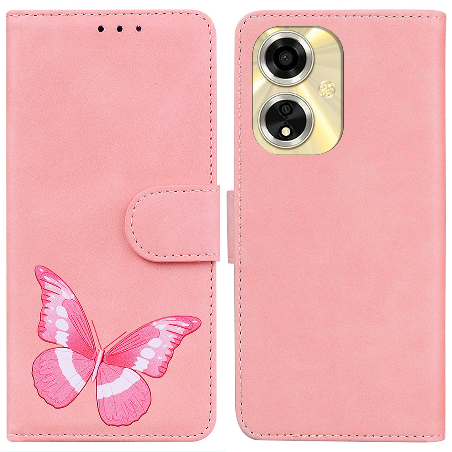 For Oppo A59 5G / A2m 5G Case PU Leather Butterfly Printing Wallet Style Phone Cover