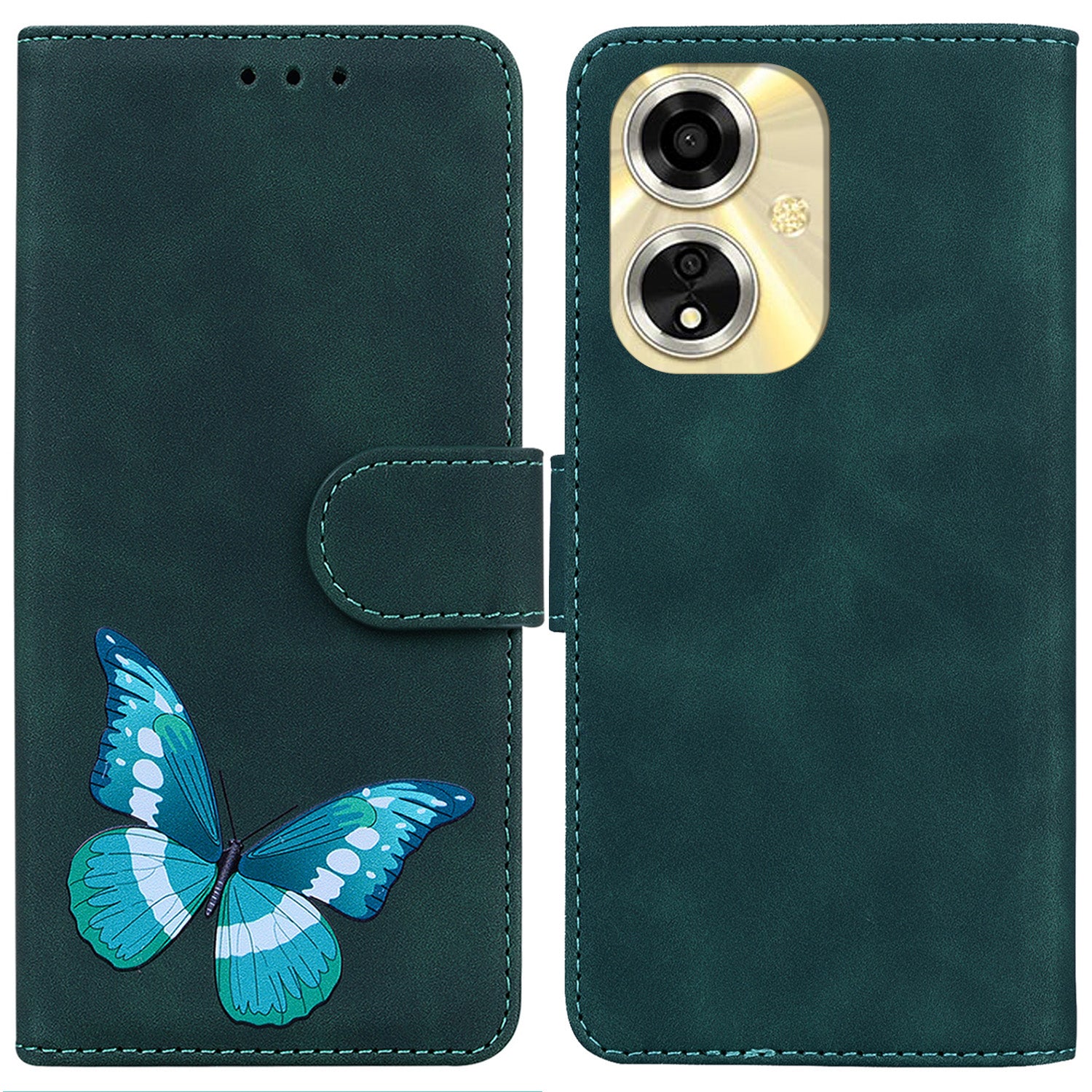 For Oppo A59 5G / A2m 5G Case PU Leather Butterfly Printing Wallet Style Phone Cover