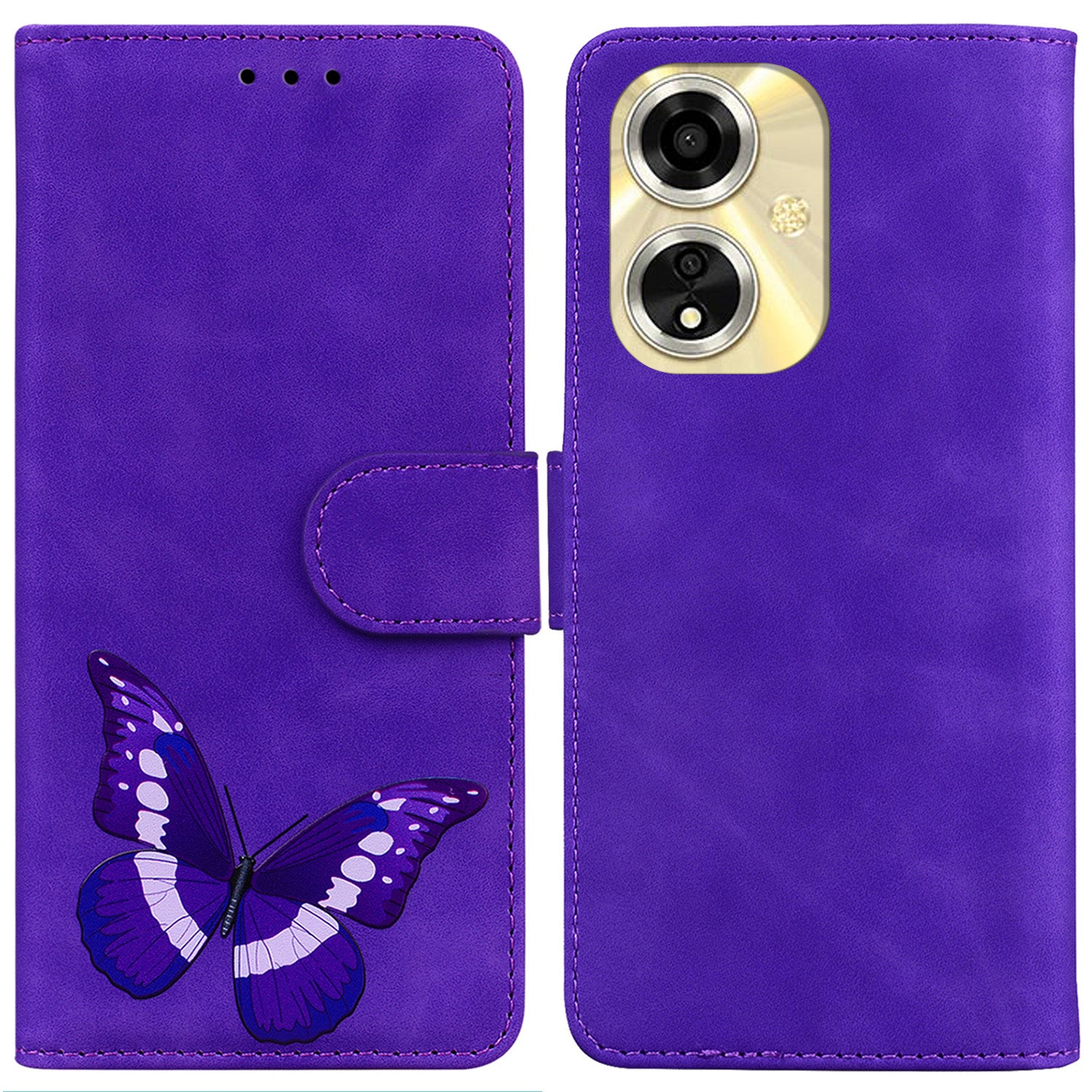 For Oppo A59 5G / A2m 5G Case PU Leather Butterfly Printing Wallet Style Phone Cover